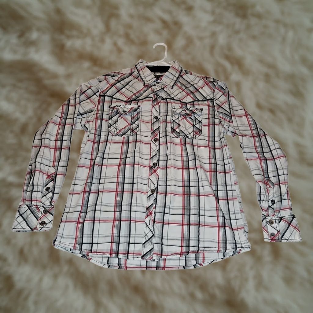 BKE BKE Button-Up Shirt Large Men's Long Sleeve Plaid Multicolor Athletic Fit Size US L / EU 52-54 / 3 - 1 Thumbnail