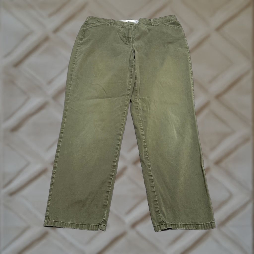 J. Jill J. Jill Live In Chino Pants Womens 12 Green Straight Leg Mid Rise Cotton 34x26.5 Vintage No Mens Womens Size 34" / US 12 / IT 48 - 1 Thumbnail