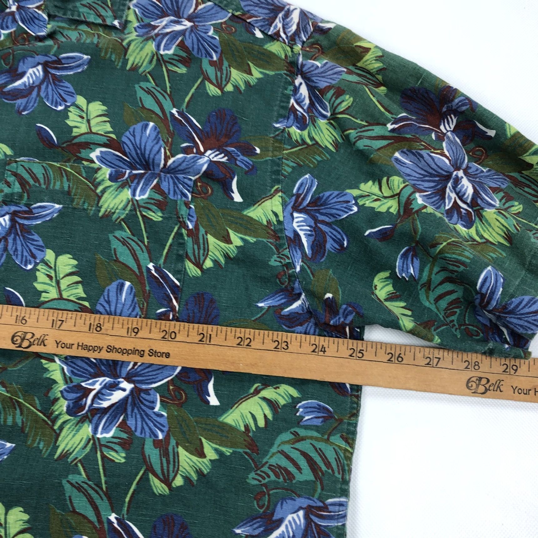 Gap GAP Men's L Hawaiian Shirt Green Blue Floral Linen Blend Tropical Loop Collar Shirt Casual Button-Down Mens Size US L / EU 52-54 / 3 - 6 Thumbnail