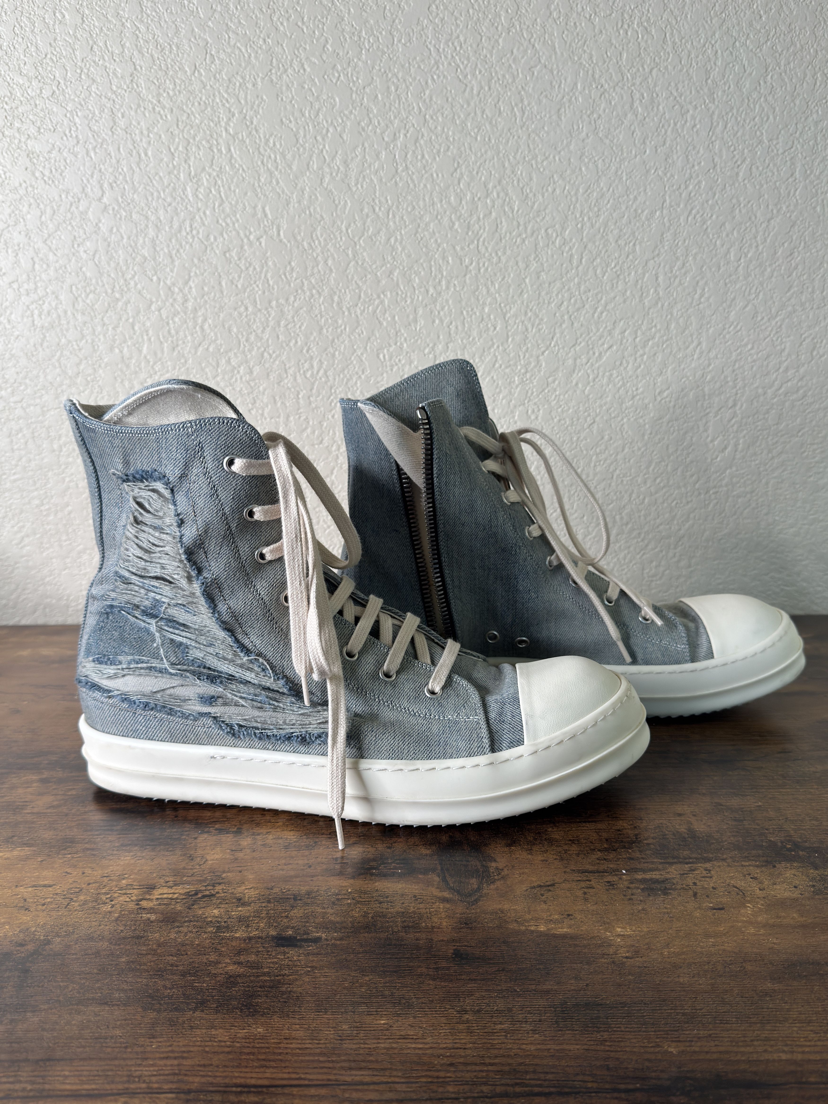 Rick Owens Drkshdw Rick Owens DRKSHDW Denim High-Top Ramones Size US 11 / EU 44 - 7 Thumbnail
