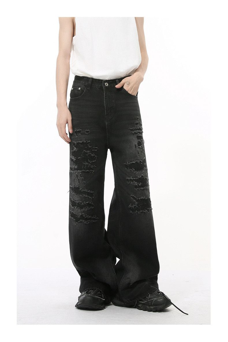 Japanese Brand × Jean Street washed distressed loose versatile wide-leg jeans Size US 32 / EU 48 - 2 Thumbnail