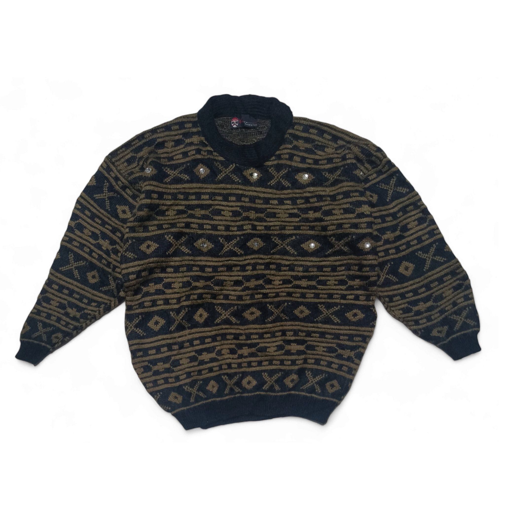 Other Vintage 90s KAZUKI Ethnic Aztec Motifs Mohair Knit Sweater Size US M / EU 48-50 / 2 - 1 Thumbnail