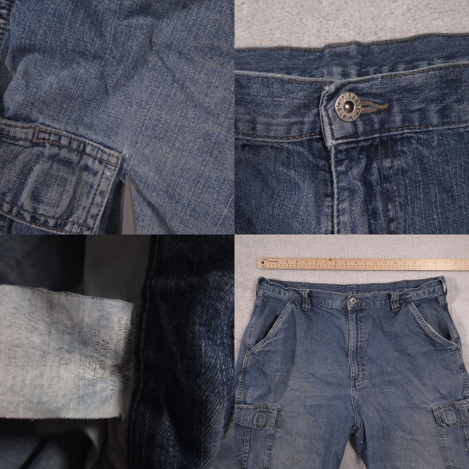 CO WRG Jeans Co Cargo Shorts Mens 38 Blue Denim Relaxed Fit Utility 9 in Inseam Casual Workwear Summer Mens Size US 38 / EU 54 - 8 Thumbnail