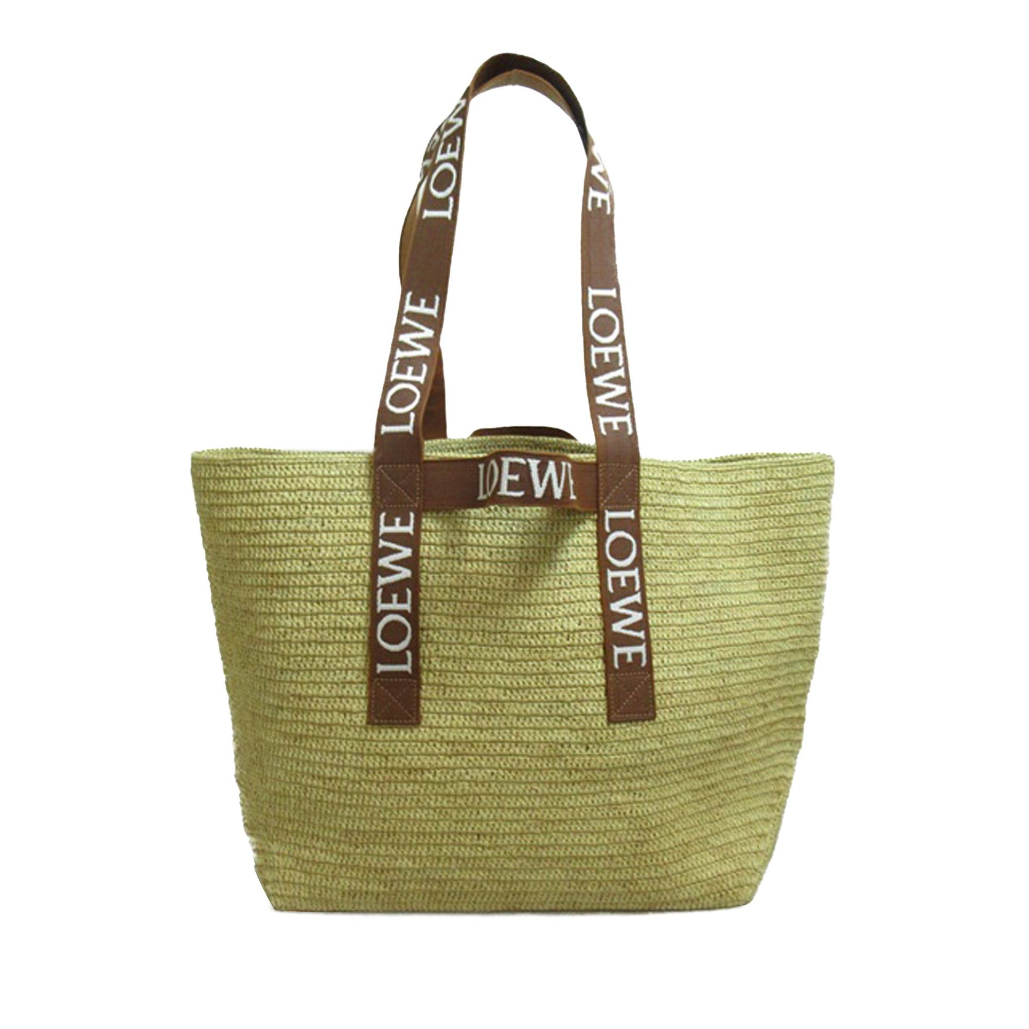 image of Loewe X Paulas Ibiza Raffia Fold Shopper Tote Tote Bag in Brown, Women's