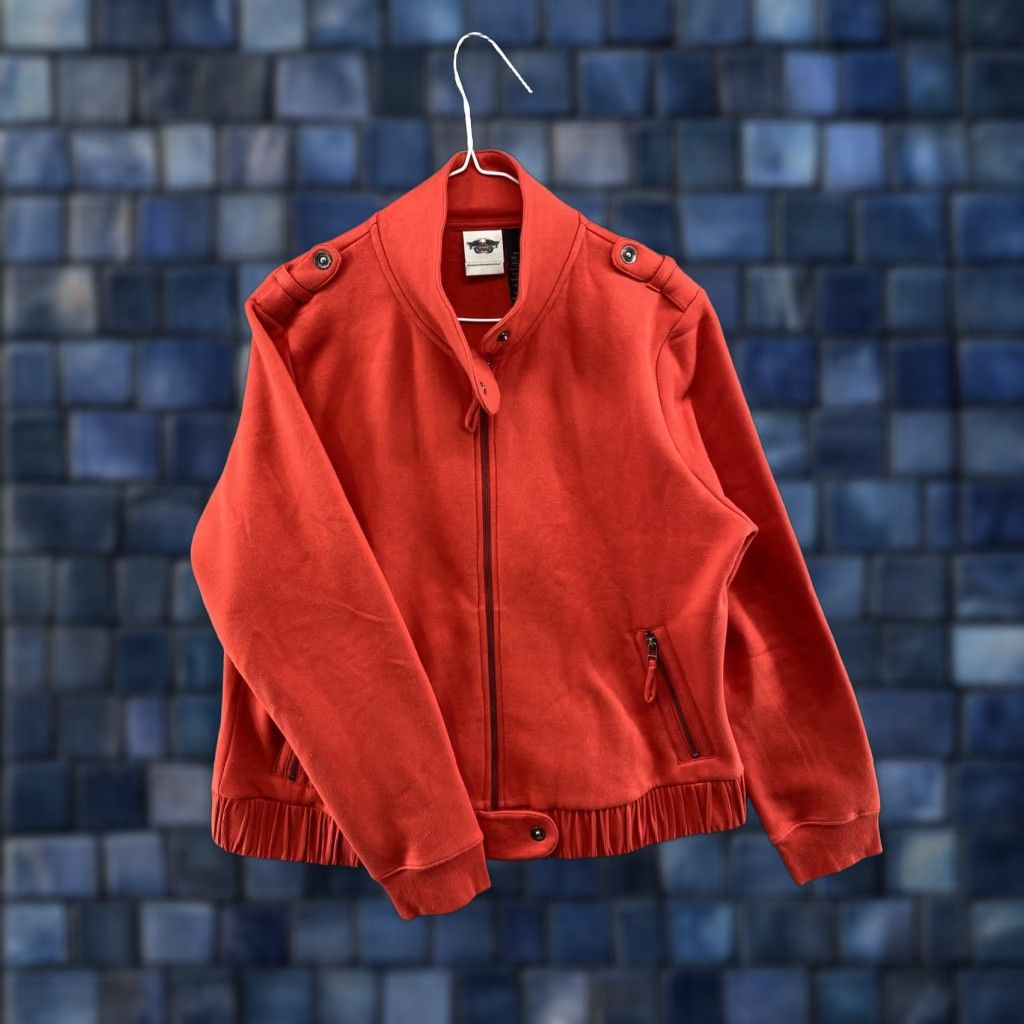 Harley Davidson Harley-Davidson Sweatshirt Women Orange Mock Neck Collared Zip Size 1W Adult Womens Size XS / US 0-2 / IT 36-38 - 1 Thumbnail