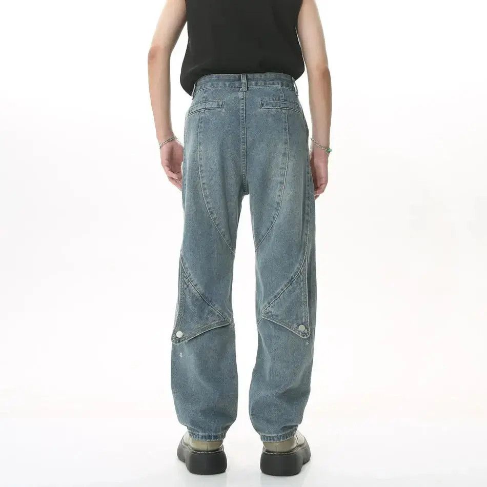 Japanese Brand Retro straight spliced loose jeans Size US 32 / EU 48 - 2 Thumbnail