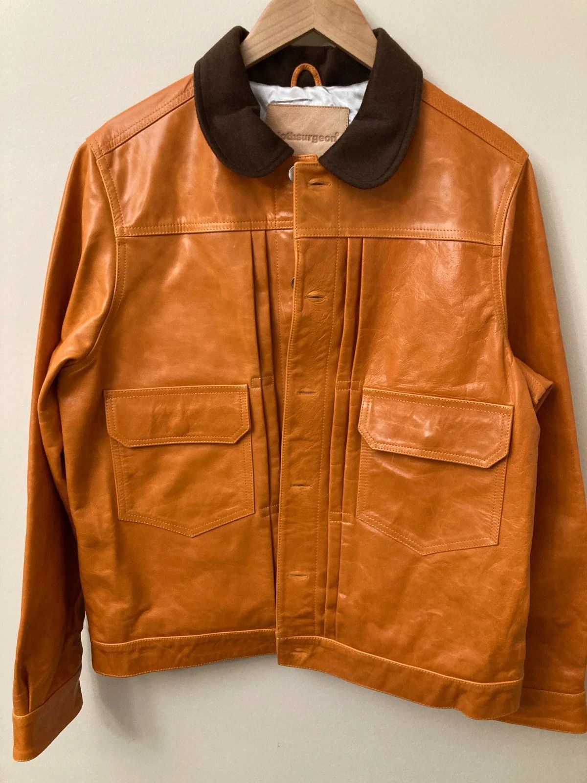 clothsurgeon Leather Jacket Orange Medium/Large Made in England Size US M / EU 48-50 / 2 - 1 Thumbnail
