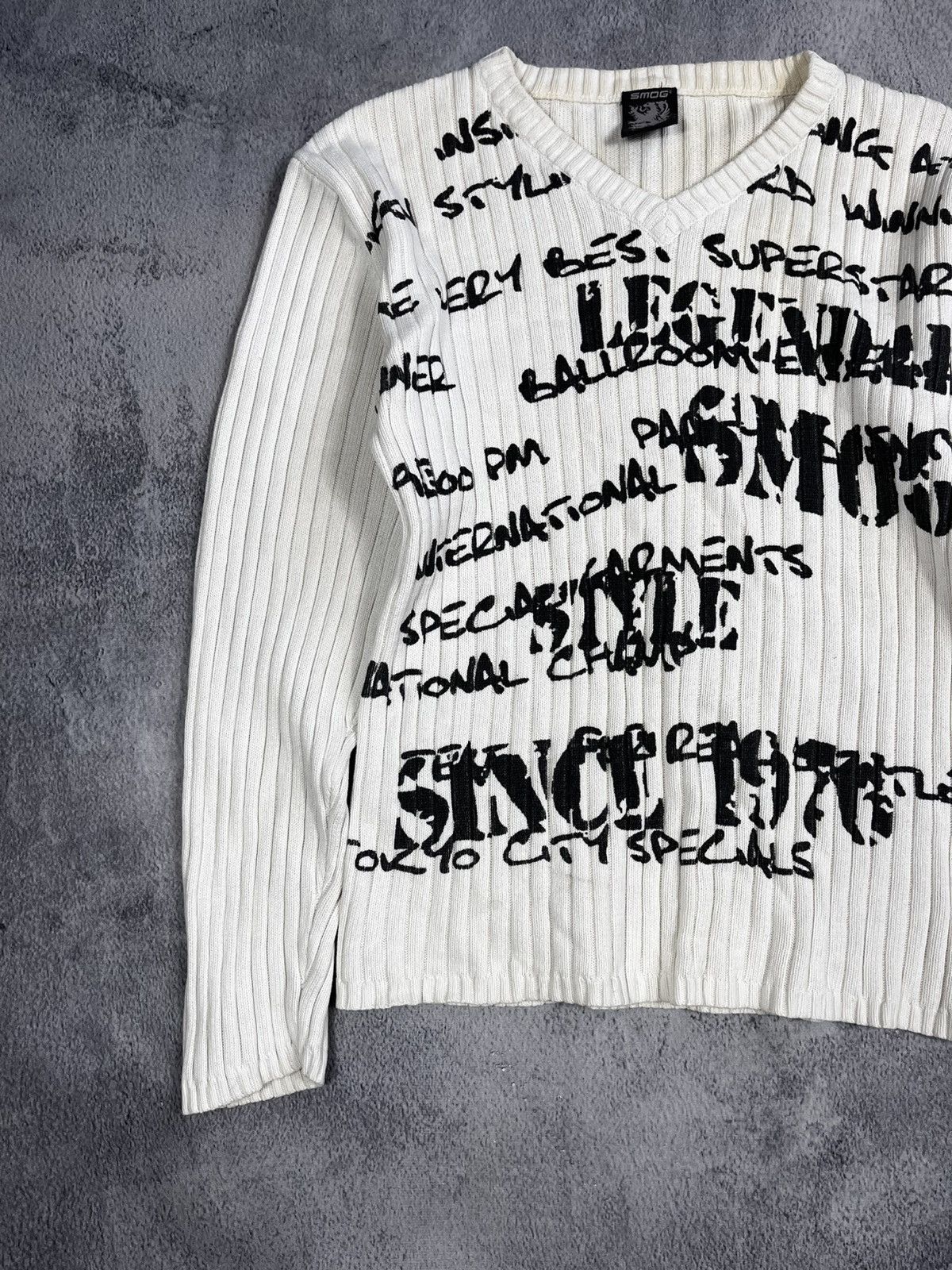 Vintage Vintage Y2K Japanese 00s style printed ribbed sweater Size US L / EU 52-54 / 3 - 2 Thumbnail