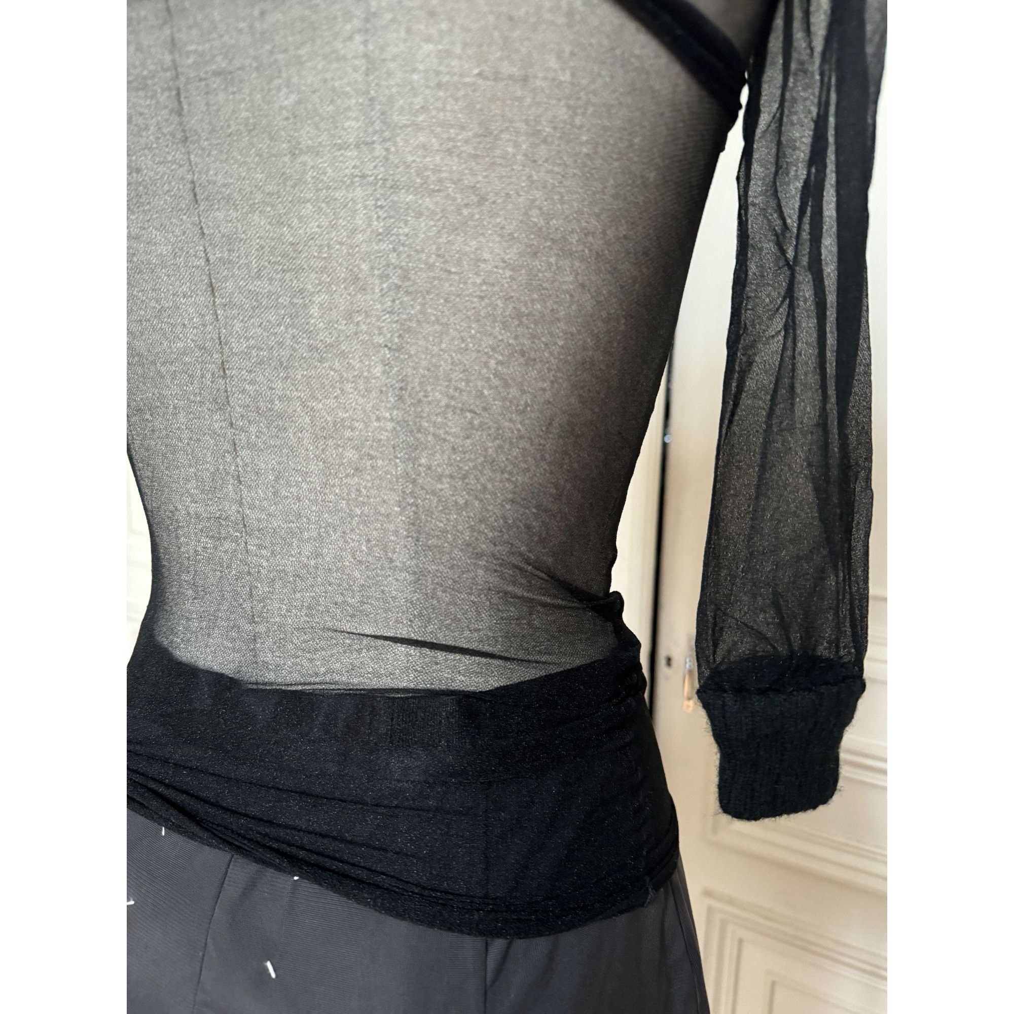 Courreges 1970s Black Nylon Sheer Top Size XS / US 0-2 / IT 36-38 - 4 Thumbnail