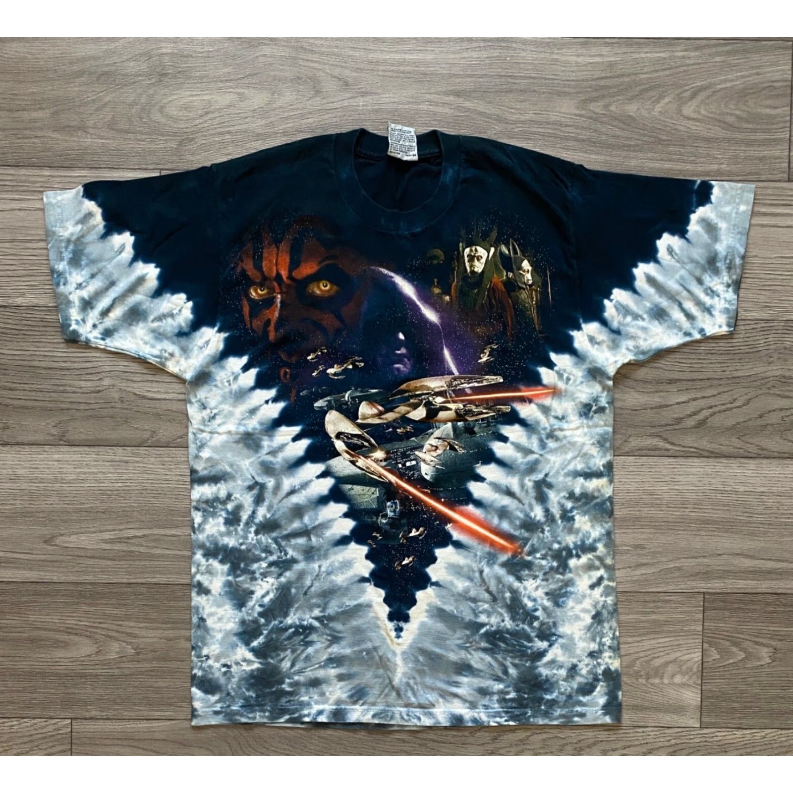 Liquid Blue VINTAGE Liquid Blue Star Wars Shirt Men M Blue 1990s Star Wars Episode 1 The Phantom Menace Shirt Men M Blue Stars 90s Mens Size US M / EU 48-50 / 2 - 2 Thumbnail
