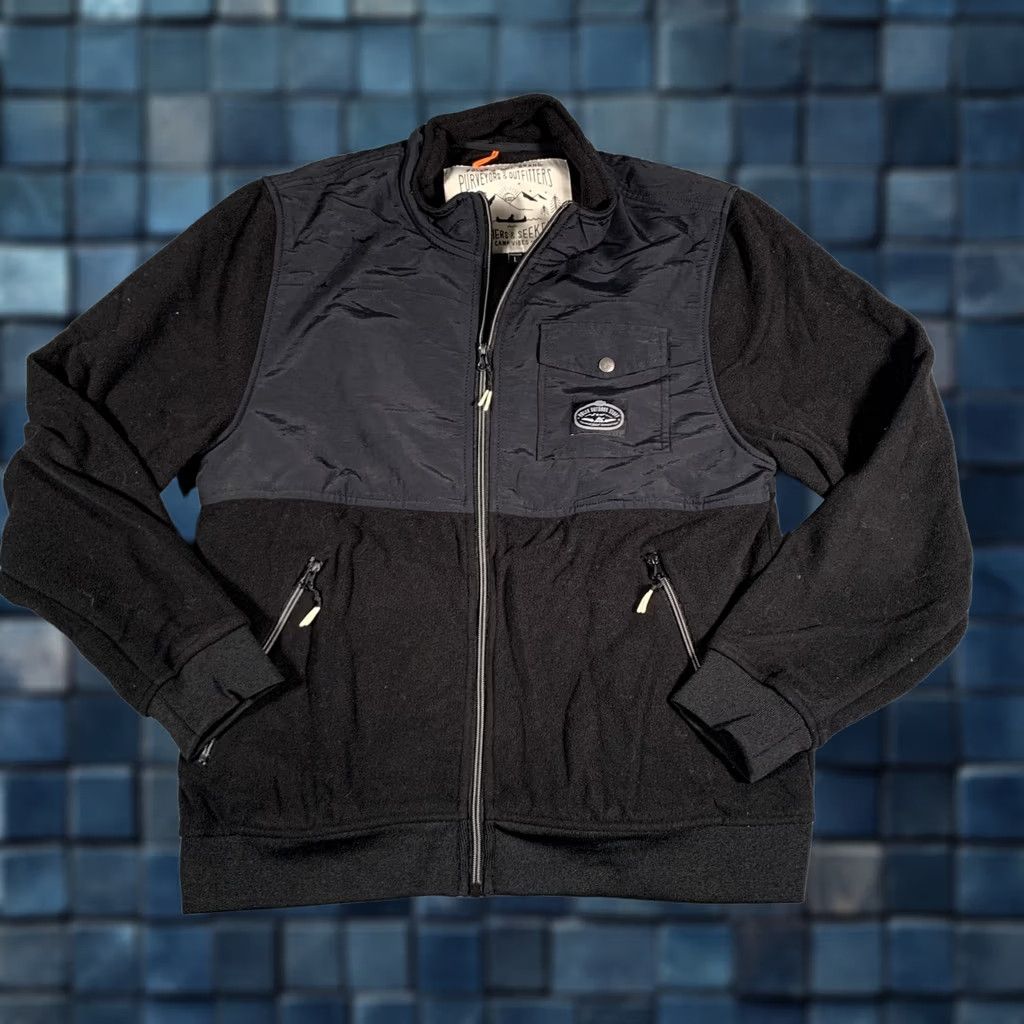 Poler Poler Outdoor Stuff Jacket Mens Large Black Fleece Full Zip Nylon Panel Camp Size US L / EU 52-54 / 3 - 1 Thumbnail