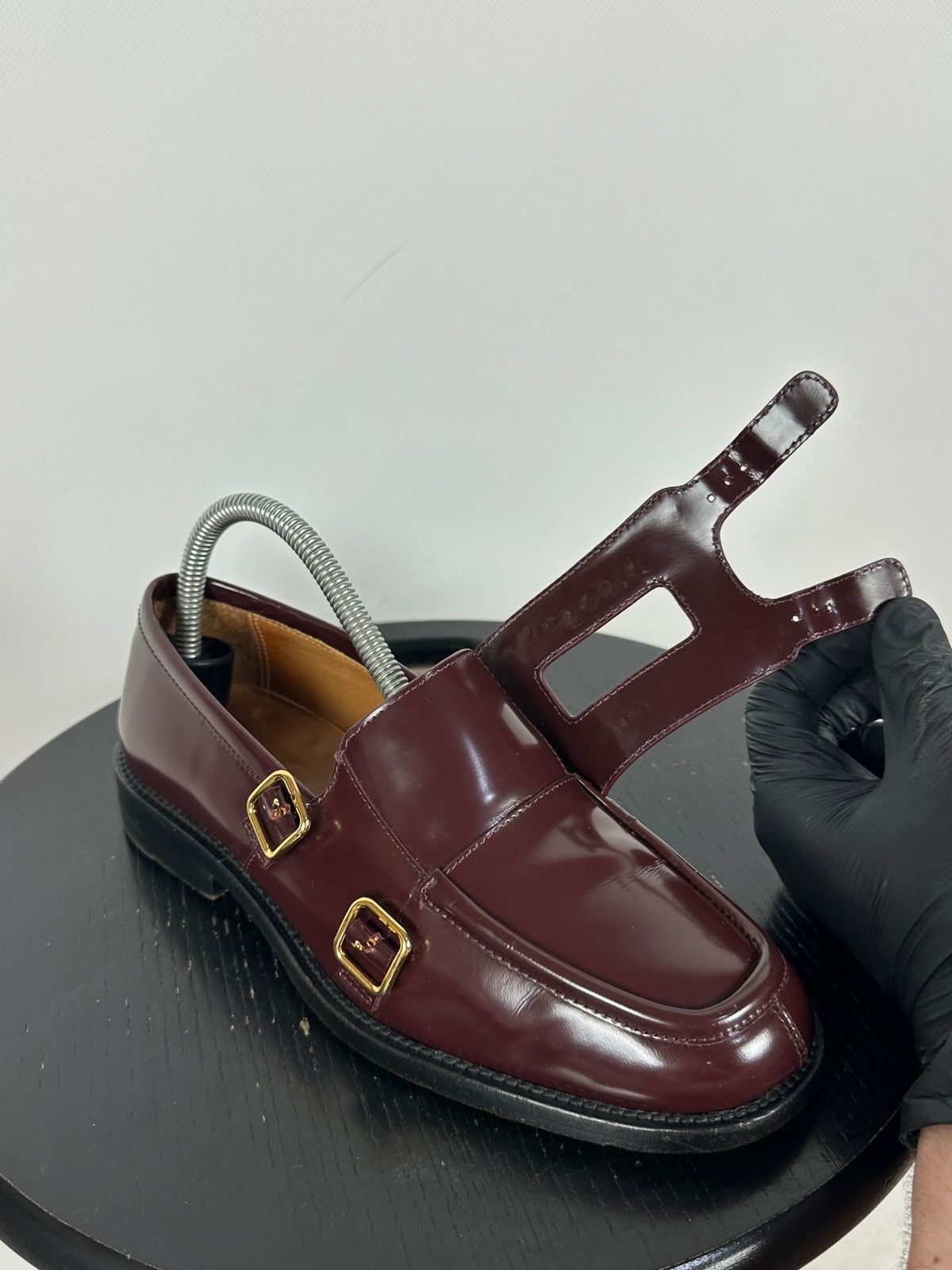 Marni Marni Bambi 3.0 Burgundy Leather Double Monk Strap Loafers Size US 8 / IT 38 - 20 Thumbnail