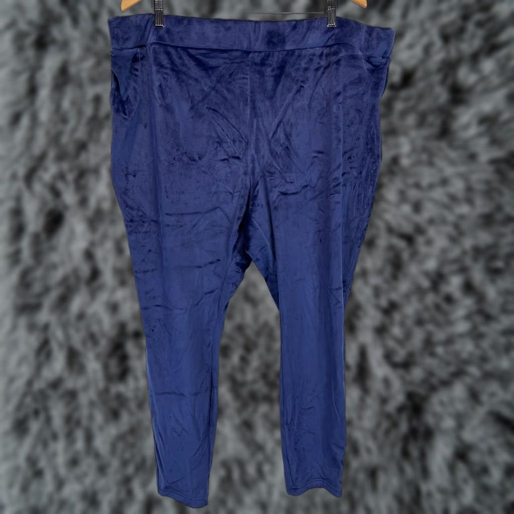 Lands' End VINTAGE Lands' End Velour Pants Women 3X Plus Elastic Waist Pull-On Blue, Casual Pants Size 40" / US 18 - 1 Thumbnail
