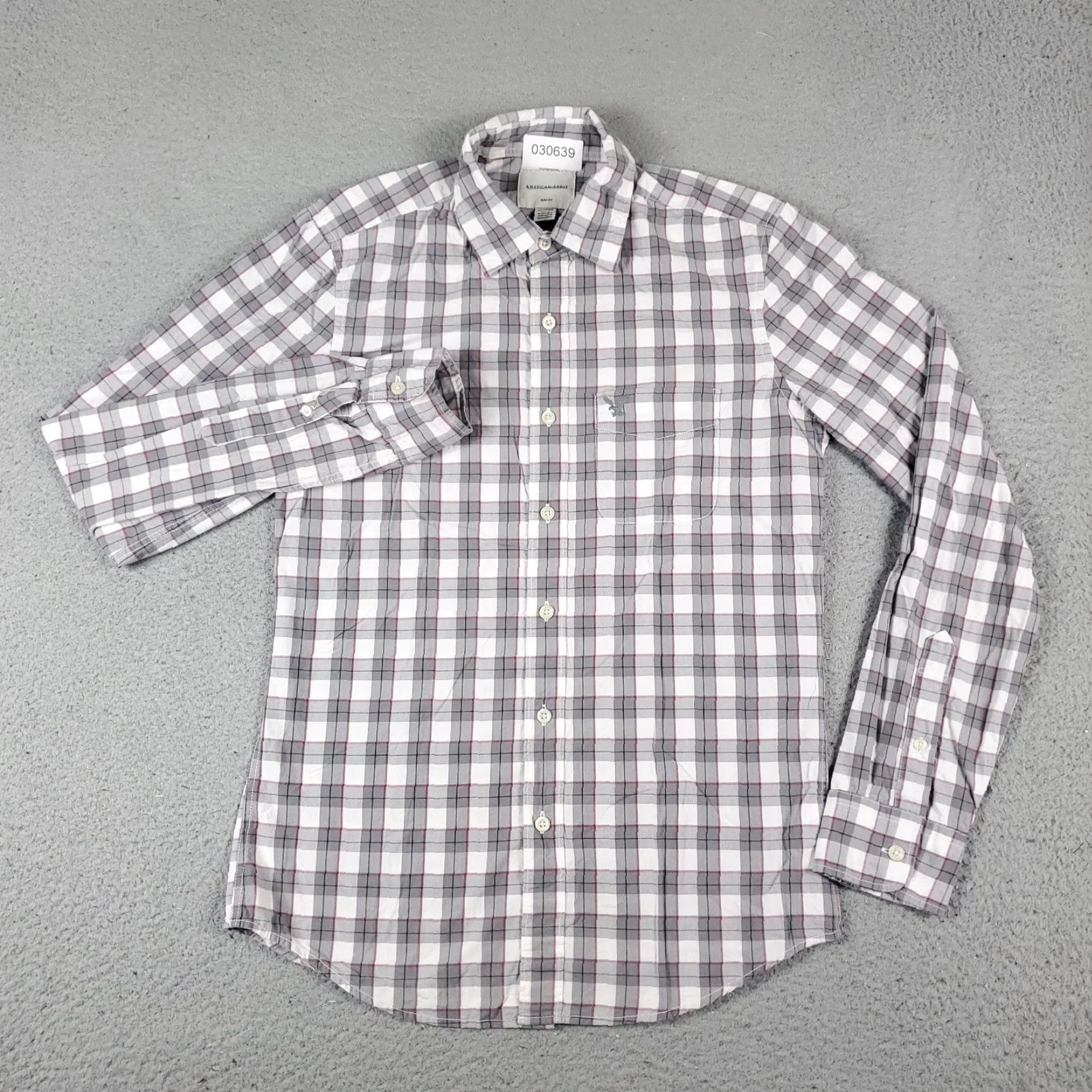 American Eagle Outfitters American Eagle Outfitters Shirt Mens XS Gray Plaid Button-Up Long Sleeve Size US XS / EU 42 / 0 - 3 Thumbnail