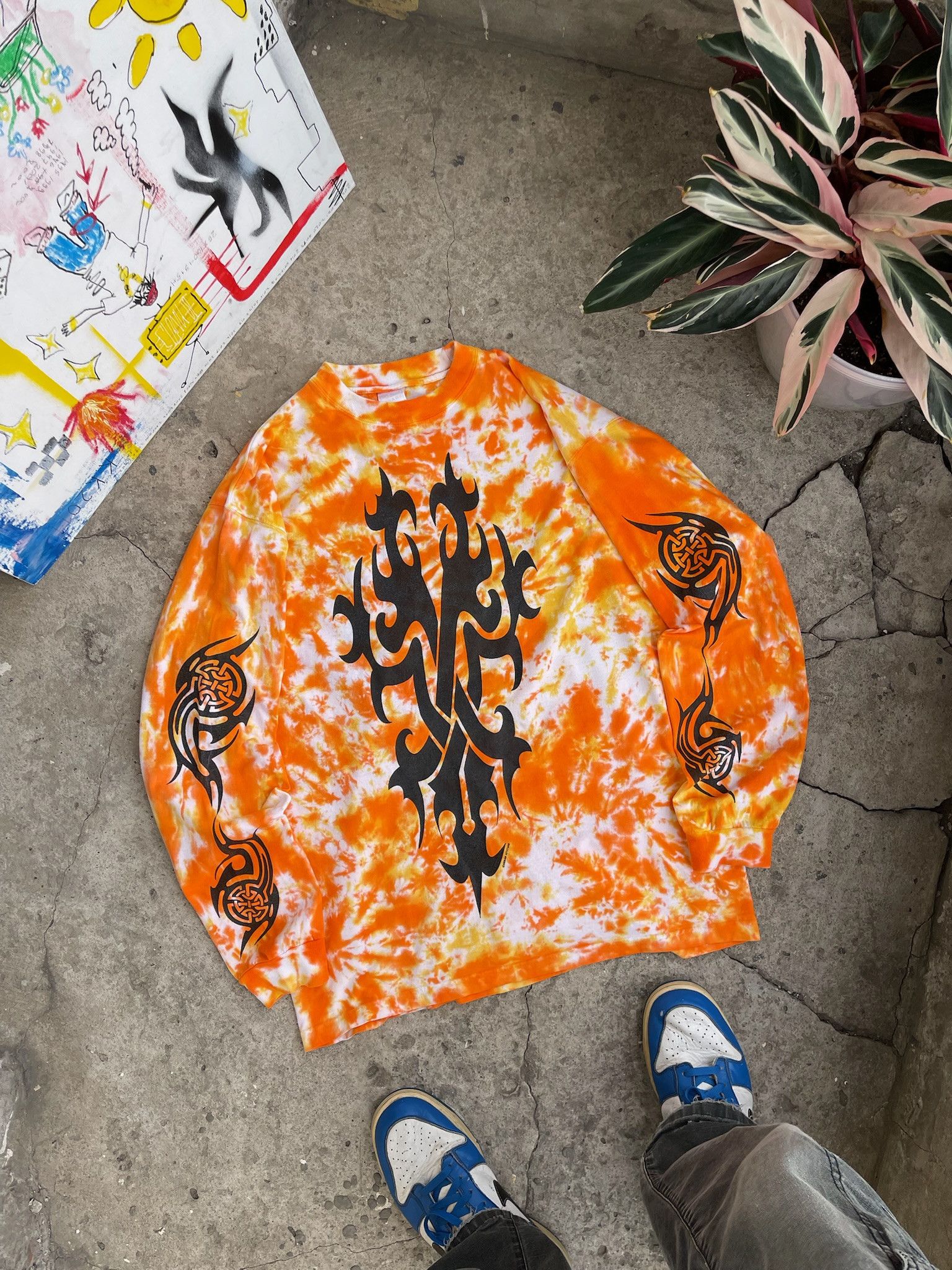 Tribal Streetwear Rare Vintage 00s Tribal Long Sleeve Tattoo Rave Rock Metal Size US XL / EU 56 / 4 - 1 Thumbnail