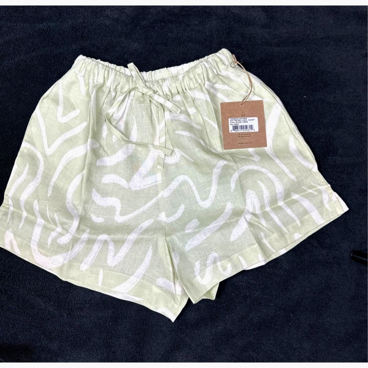 Other Stone Fox Swim Melba 100% Linen Shorts- Aloe Lines size XS/S Size 26" / US 2 / IT 38 - 2 Thumbnail