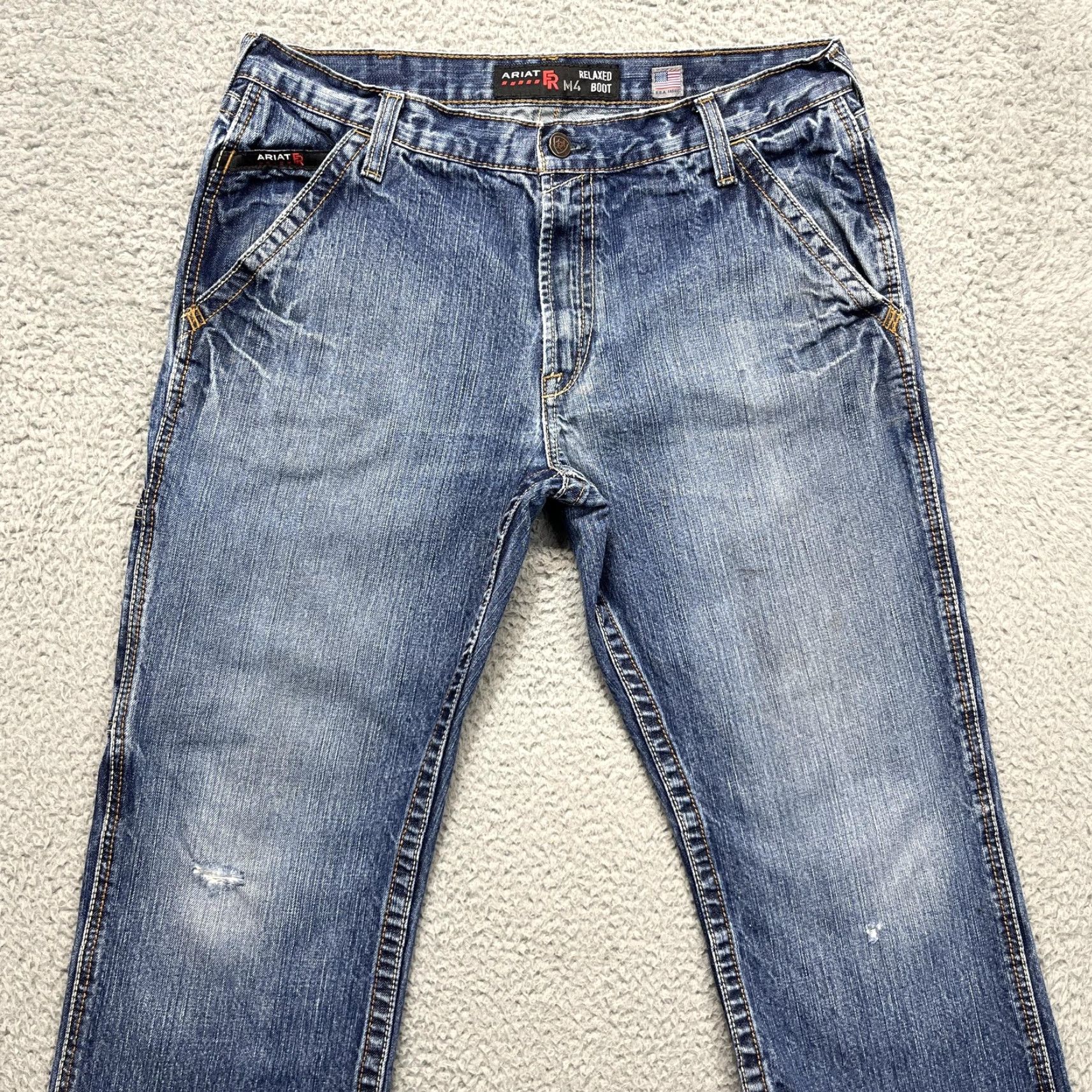 Ariat Ariat M4 FR Jeans Mens 35x32 Faded Wash Flame Resistant Relaxed Boot Work Denim Size US 35 - 5 Thumbnail