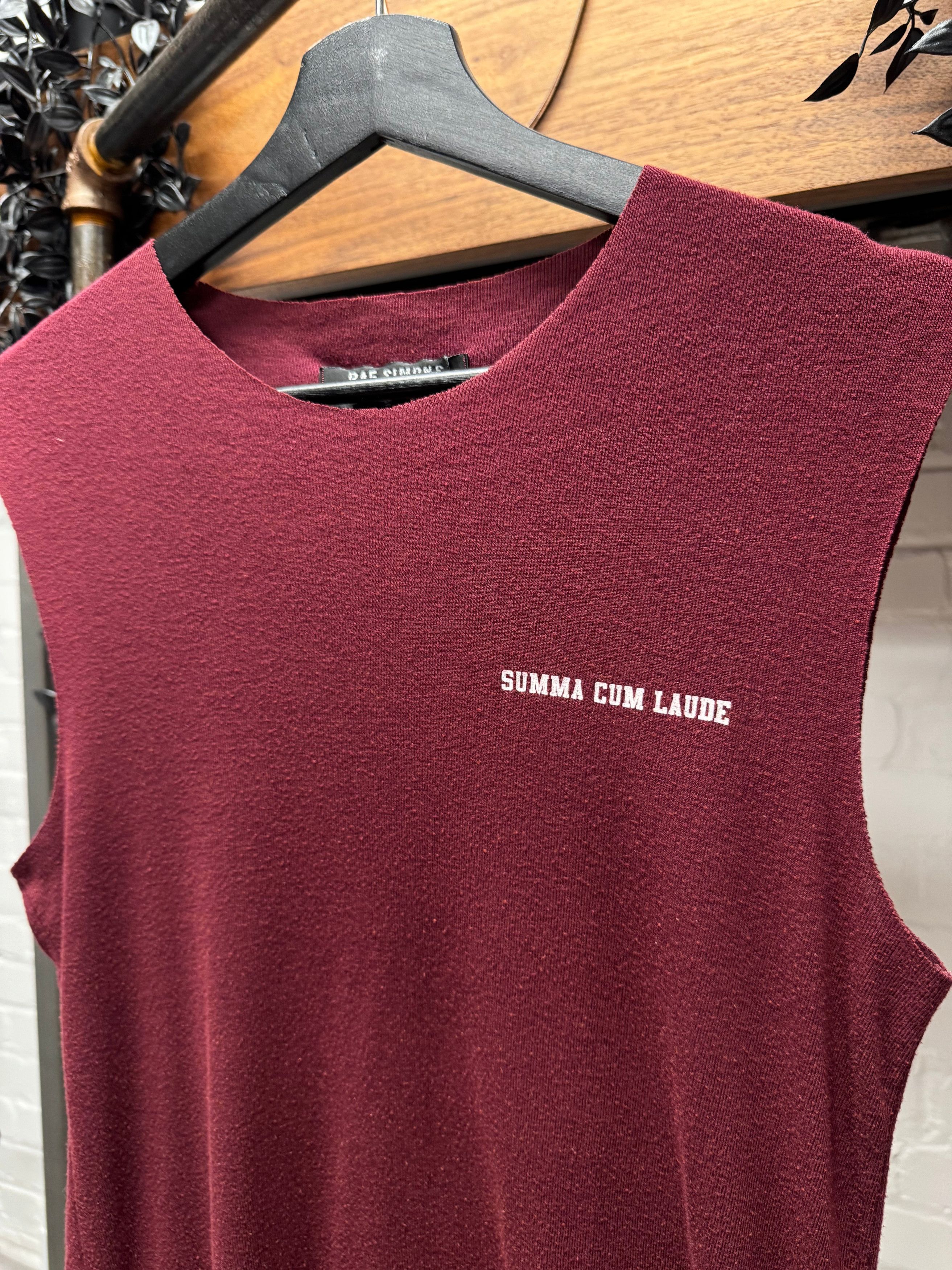 Raf Simons SS2000 Raf Simons ‘Summa Cum Laude’ Maroon Tank Top Size US M / EU 48-50 / 2 - 2 Thumbnail