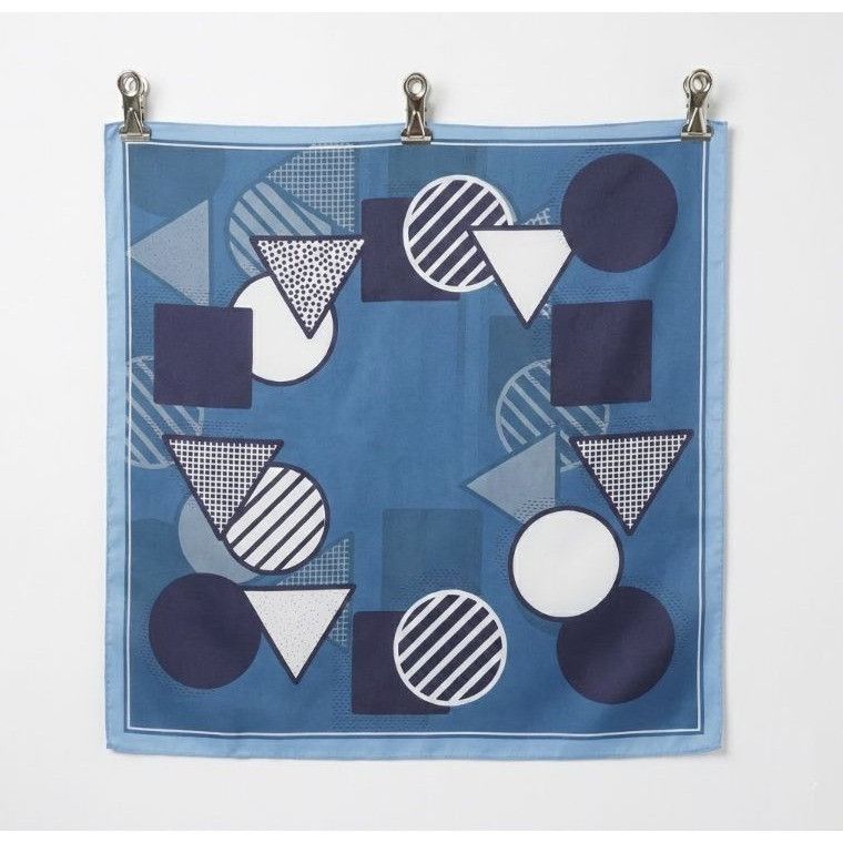 Other ⭐Geometric Square Scarf Blue Silky Neck Wrap Retro Abstract Size ONE SIZE - 5 Thumbnail