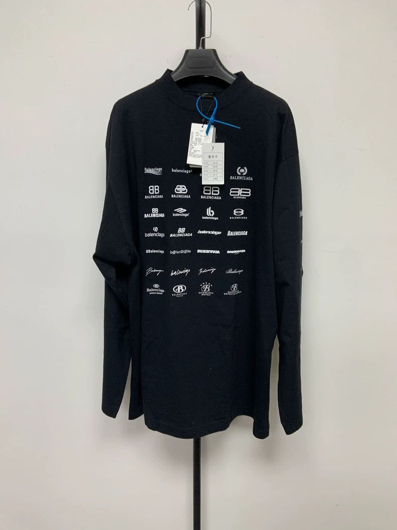 Balenciaga Balenciaga Full printed logo long sleeve Size US S / EU 44-46 / 1 - 1 Thumbnail
