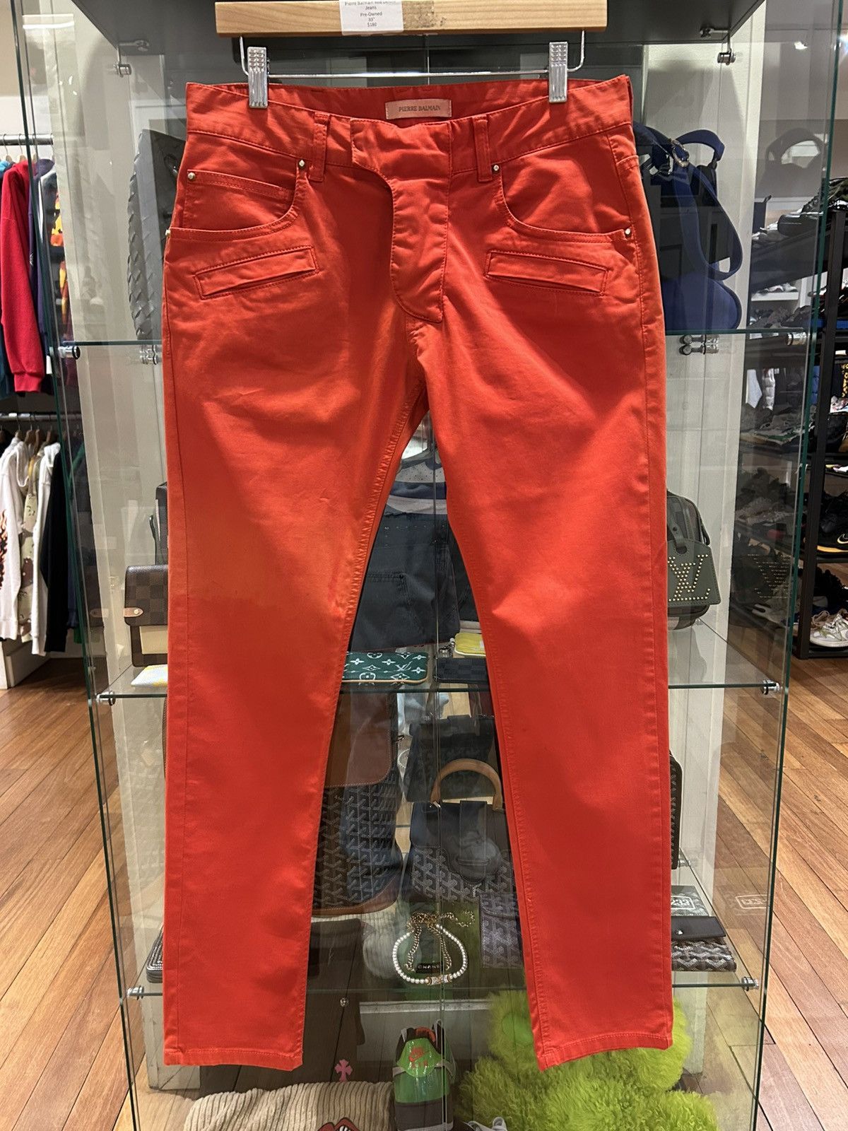 Balmain Pierre Balmain Red Denim Jeans Size US 33 - 1 Thumbnail