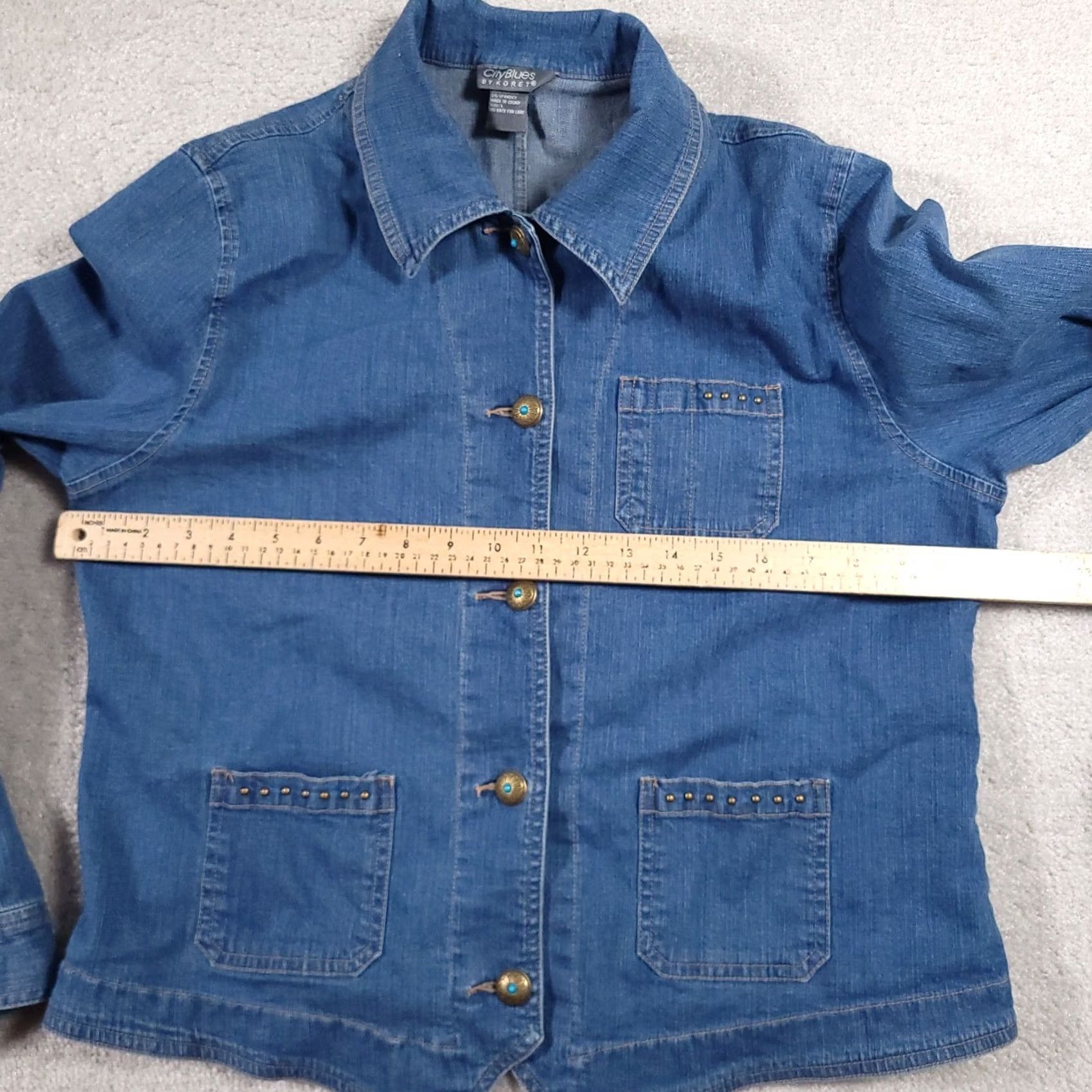 Vintage Koret City Blues Blue Button Up Denim Jacket Women's Large Pockets Western Jacket/Coat Short Sleeve? Size L / US 10 / IT 46 - 7 Thumbnail