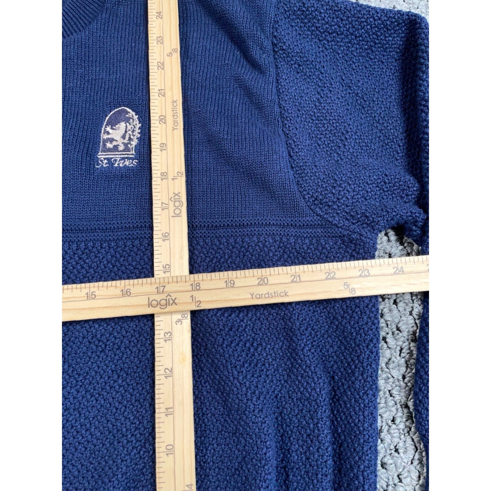 Vintage VINTAGE Vantage St. Ives Cornwall Crest Sweater Adult Large Dark Blue Chunky Knit Pullover Mens Size US L / EU 52-54 / 3 - 5 Thumbnail