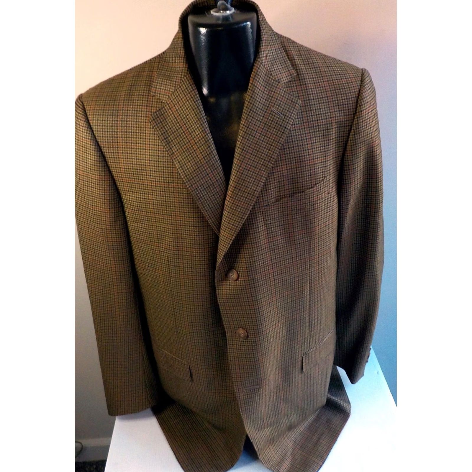 Ermenegildo Zegna VINTAGE Ermenegildo Zegna Blazer Jacket / Coat 3 Button 46L Wool Plaid Double-Breasted Long Mens Size 46R - 2 Thumbnail