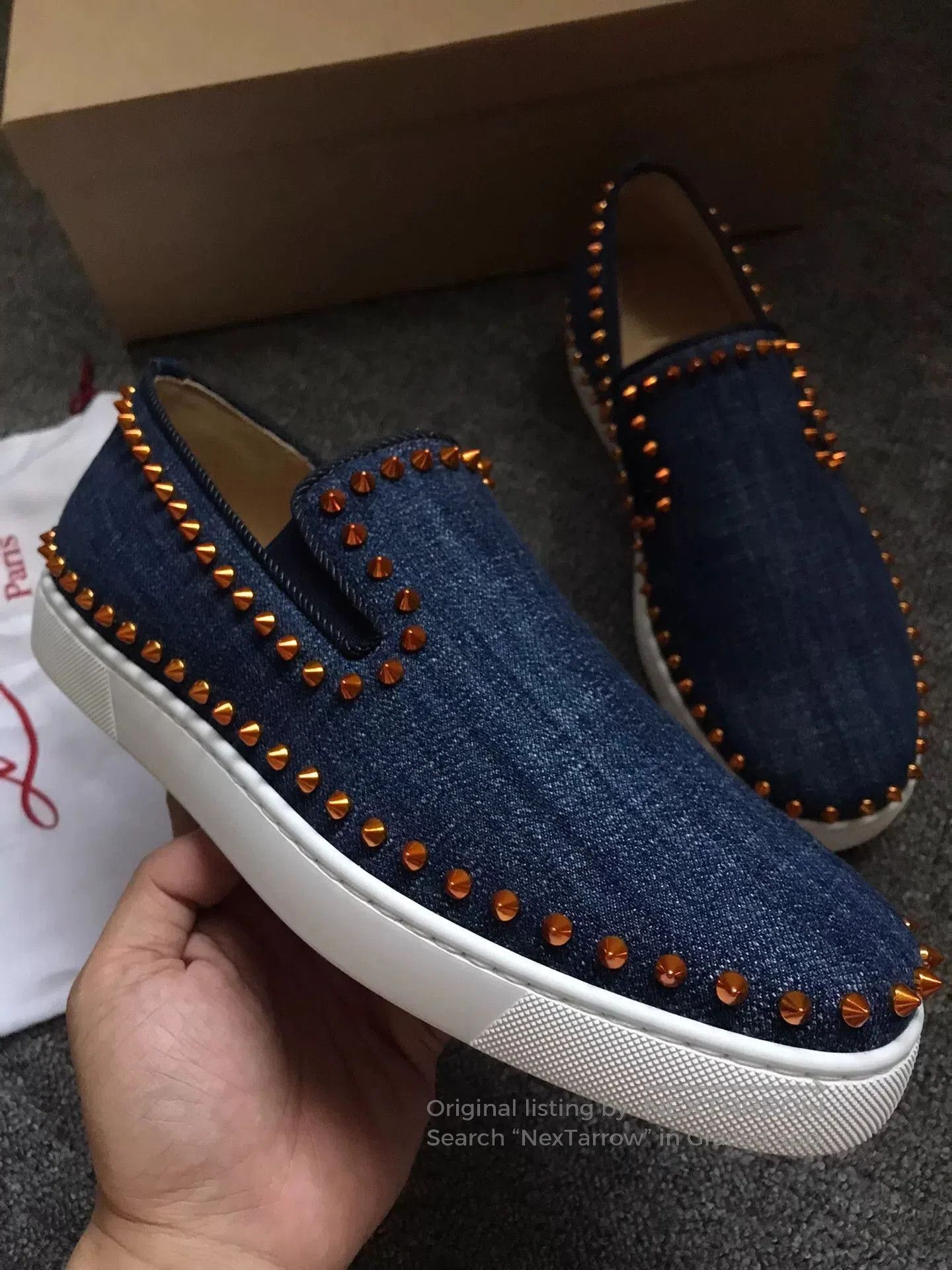 Christian Louboutin Christian Louboutin Denim Studded Red Sole Shoes. Size US 9.5 / EU 42-43 - 2 Thumbnail