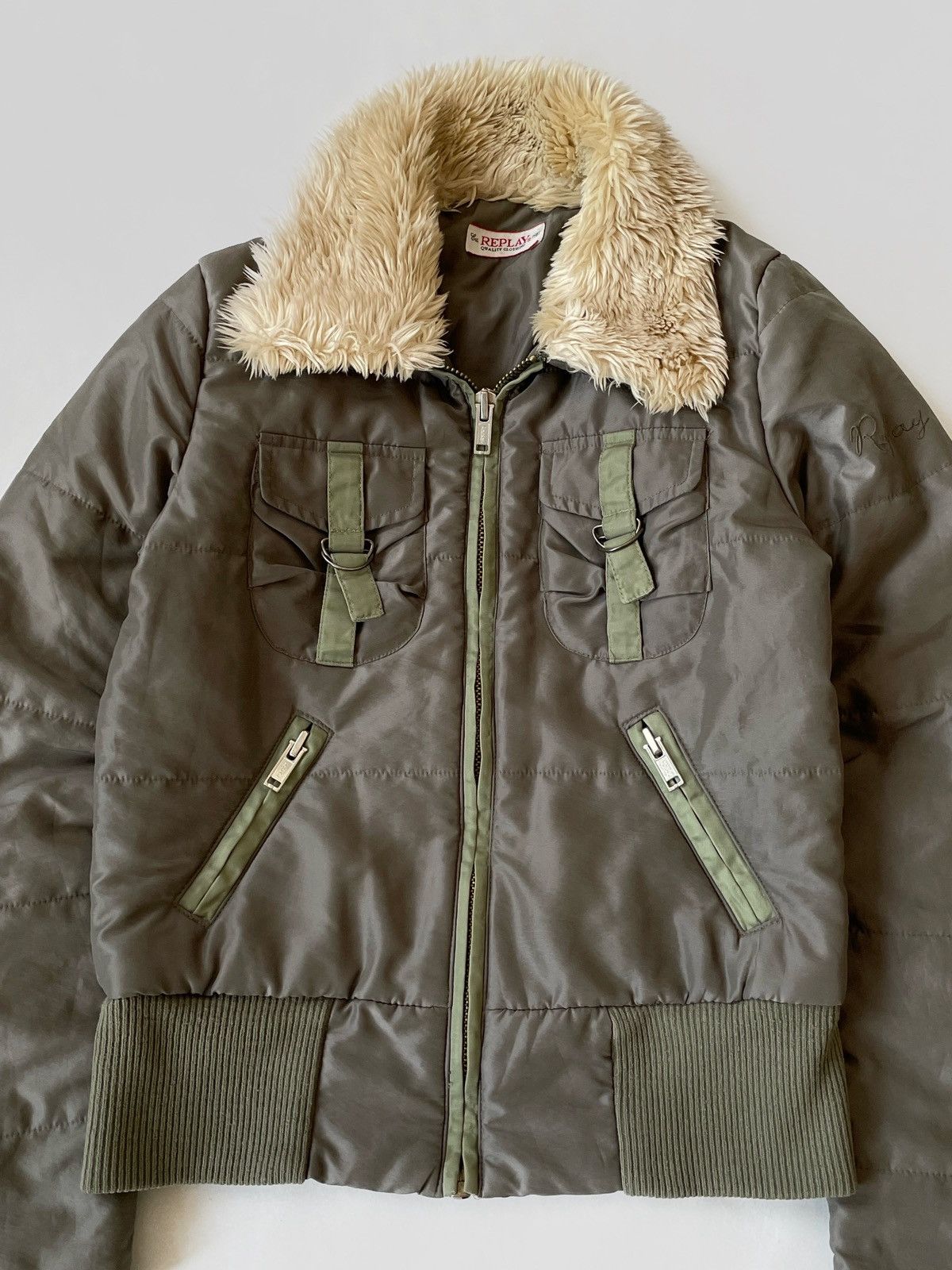 Replay Replay olive bomber jacket Y2K style Size S / US 4 / IT 40 - 3 Thumbnail