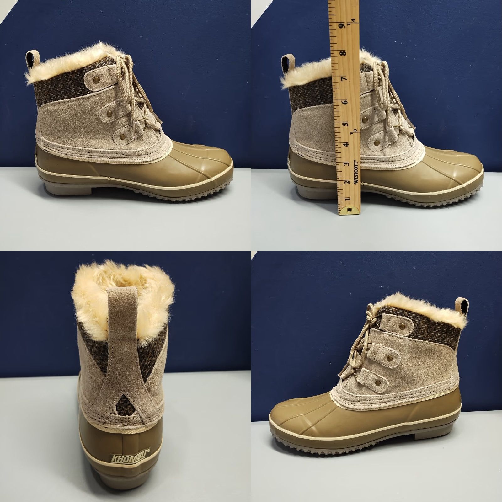 Vintage Khombu Thermolite Lola Winter Boots Womens 10 Taupe Faux Fur Round Toe Lace Up Boot Size US 10 / IT 40 - 10 Thumbnail