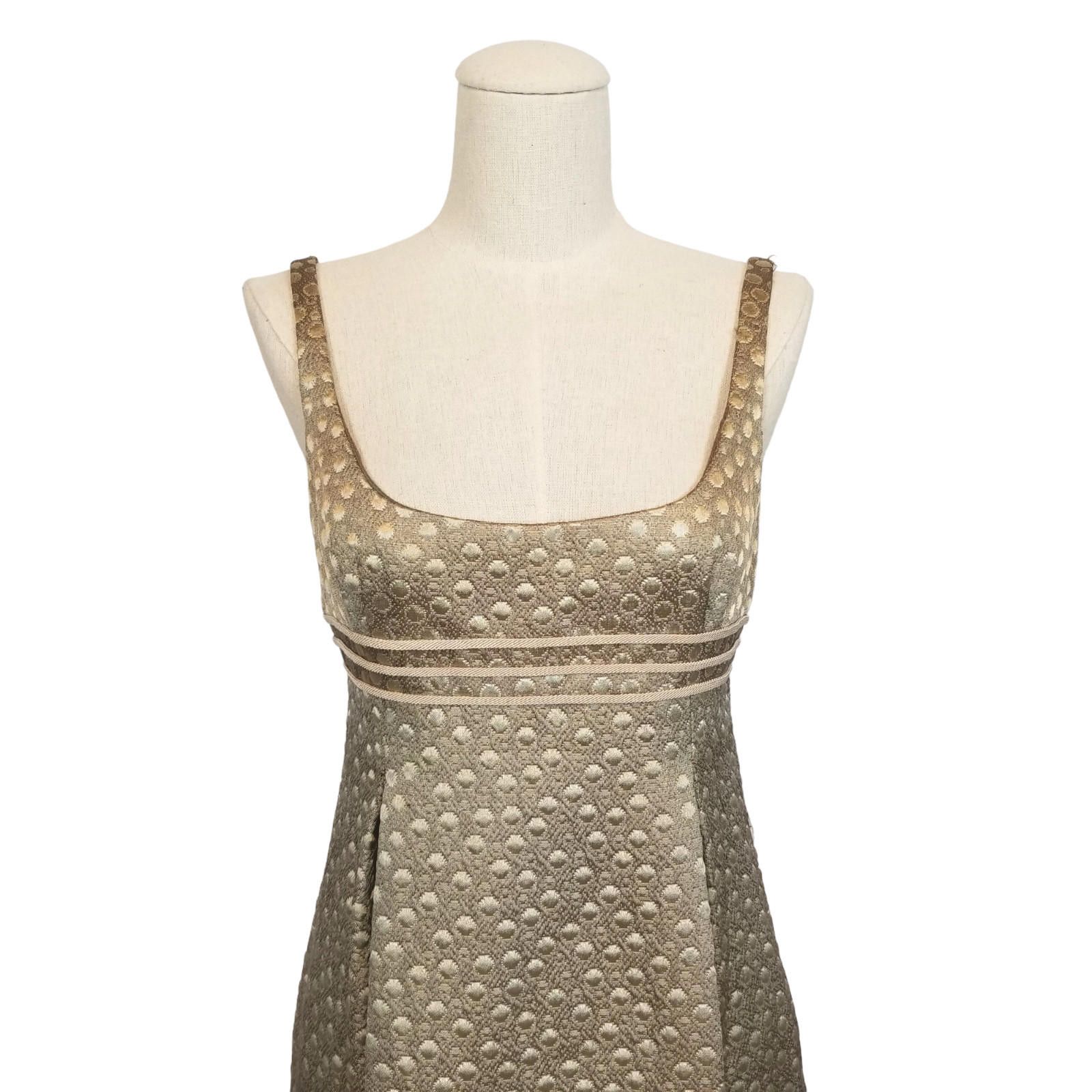 Designer Carmen Marc Valvo Metallic Gold Brocade Dress Sz 2 Size XS / US 0-2 / IT 36-38 - 2 Thumbnail
