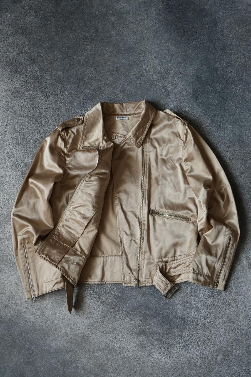 Miu Miu 2000`s Miu Miu Light Biker Jacket Beige Vintage Women Size M Size M / US 6-8 / IT 42-44 - 11 Thumbnail