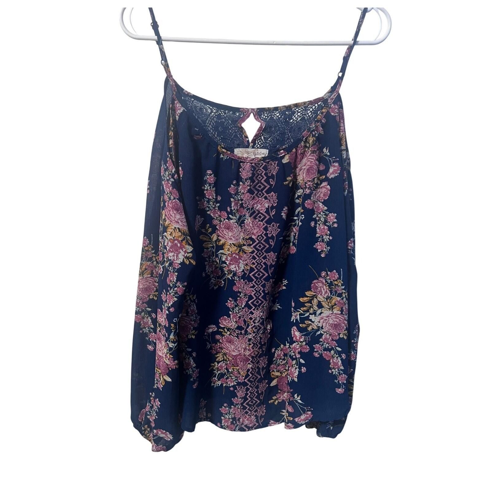 Reindee Lusion Rewind Floral Cold Shoulder Top Womens XL Navy Blue Exc Boho Size XL / US 12-14 / IT 48-50 - 1 Thumbnail