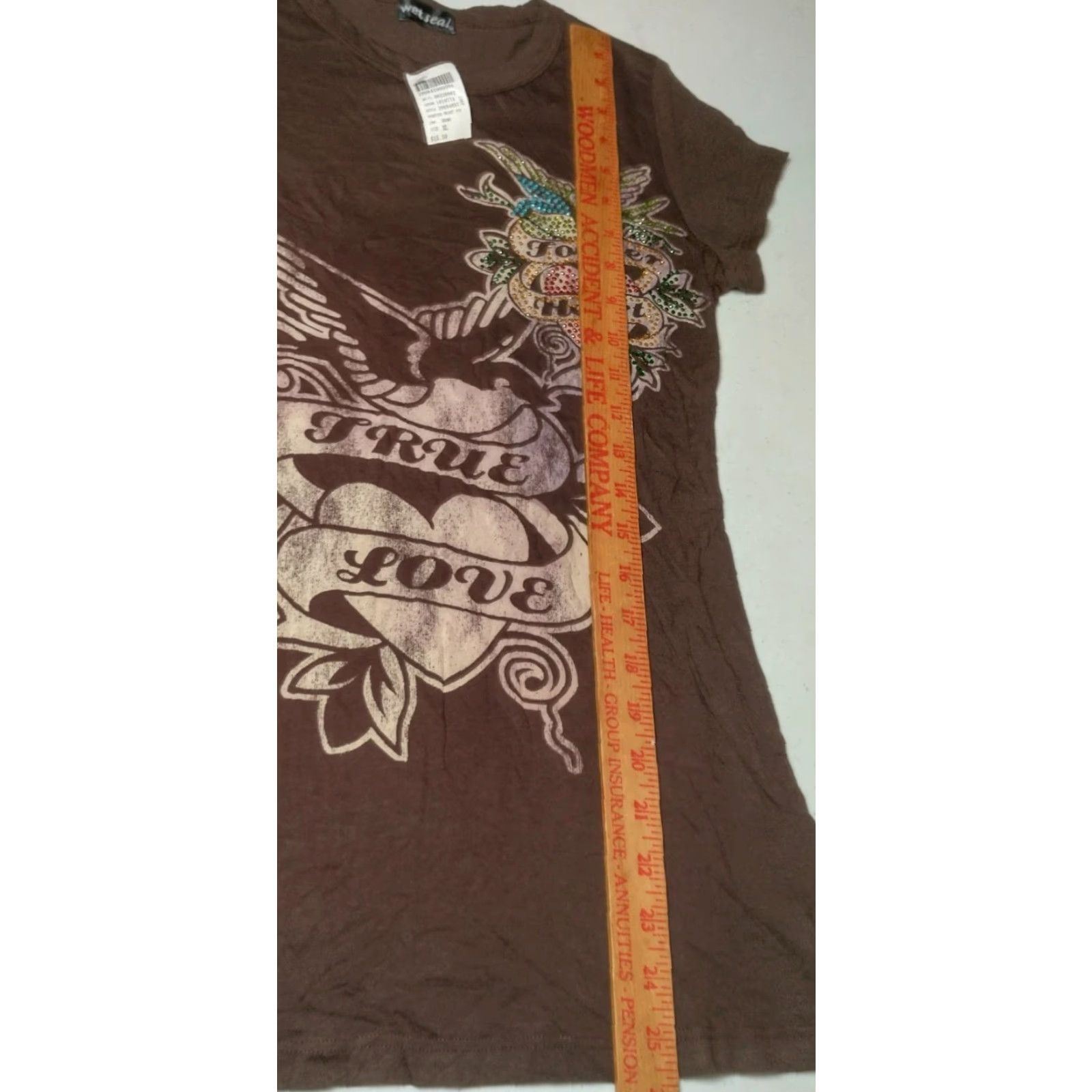 Vintage VINTAGE Wet Seal T-Shirt Women Juniors XL Brown Casual Winged Heart Rhinestones 2000s Size XL / US 12-14 / IT 48-50 - 6 Thumbnail