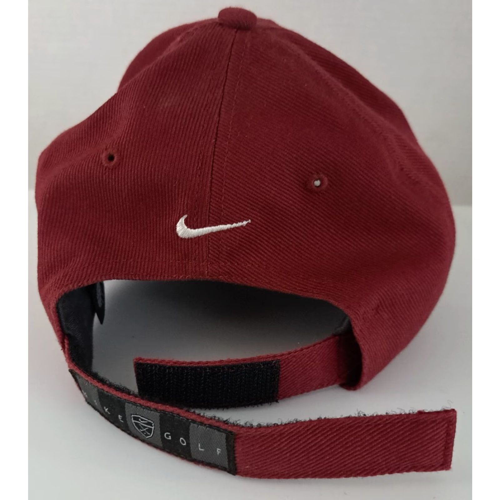 Nike VINTAGE Nike Burgundy Cotton Embroidered Adjustable Golf Hat Unisex Adults One Size Red Cotton Canvas Adjustable Reversible Golf Hat Sports Theme Size ONE SIZE - 3 Thumbnail