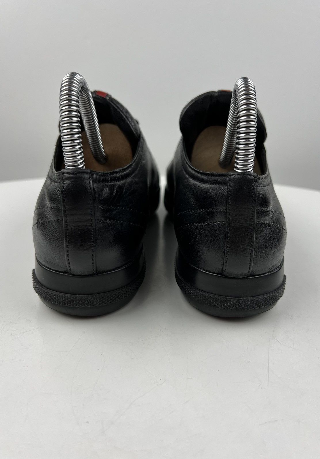 Prada PRADA Sneakers Low-Top Leather Shoes Red Tab Logo Black Wmns Size US 6.5 / IT 36.5 - 13 Thumbnail