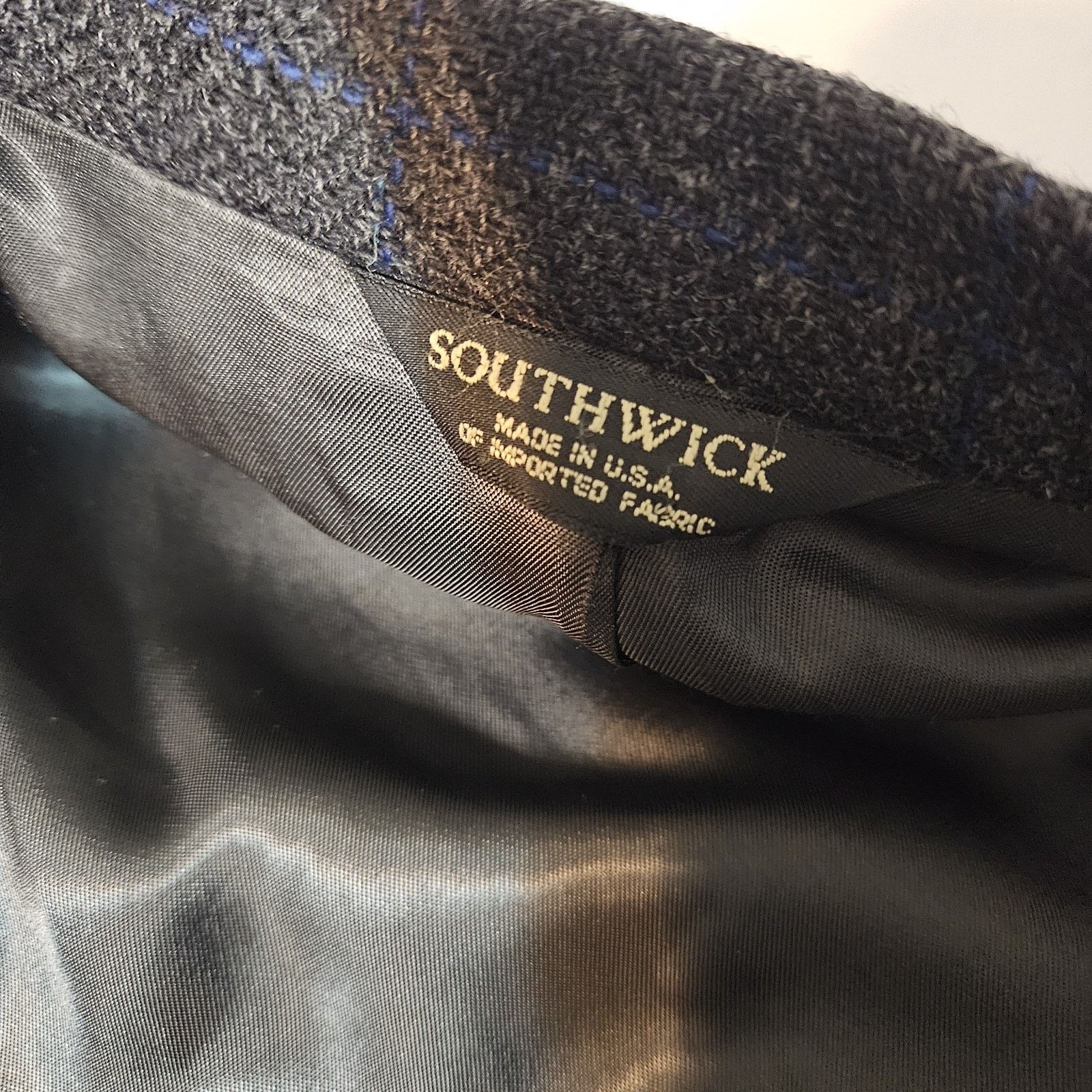 Southwick VTG Southwick 46 Wool Pinstripe Tweed Suit Blazer Sport USA Size 46R - 6 Thumbnail