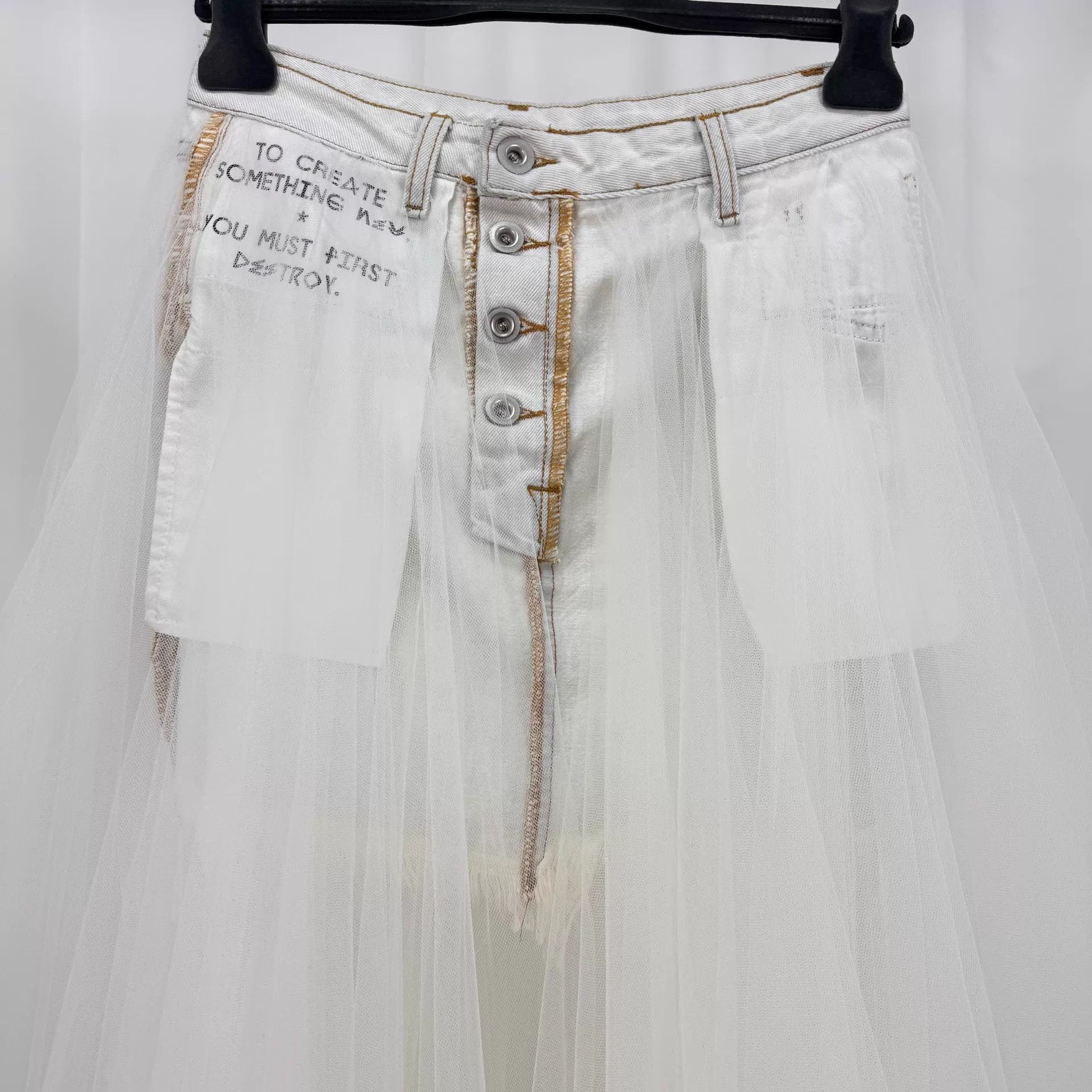Unravel Project Unravel Project White Denim Tulle Dress W25 99 new Size 25" / US 0 / IT 36 - 3 Thumbnail