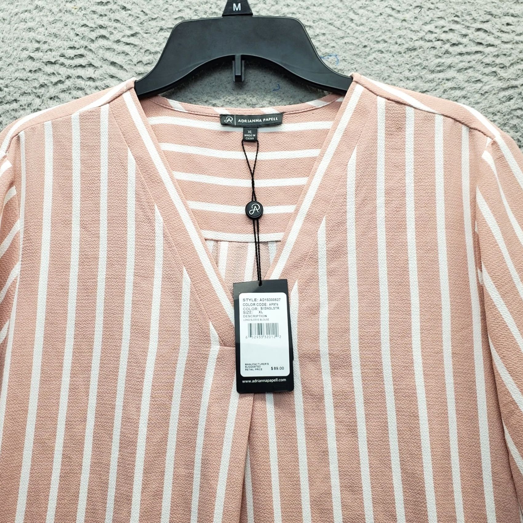 Adrianna Papell Adrianna Papell Blouse Top Womens XL Multi Striped Stretch Long Sleeve Pullover Size XL / US 12-14 / IT 48-50 - 6 Thumbnail