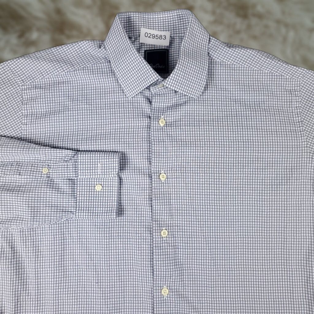 David Donahue David Donahue Shirt Mens Size 16.5 Gray Plaid Dress Shirt Button Up Long Sleeve Cotton Size 42R - 1 Thumbnail