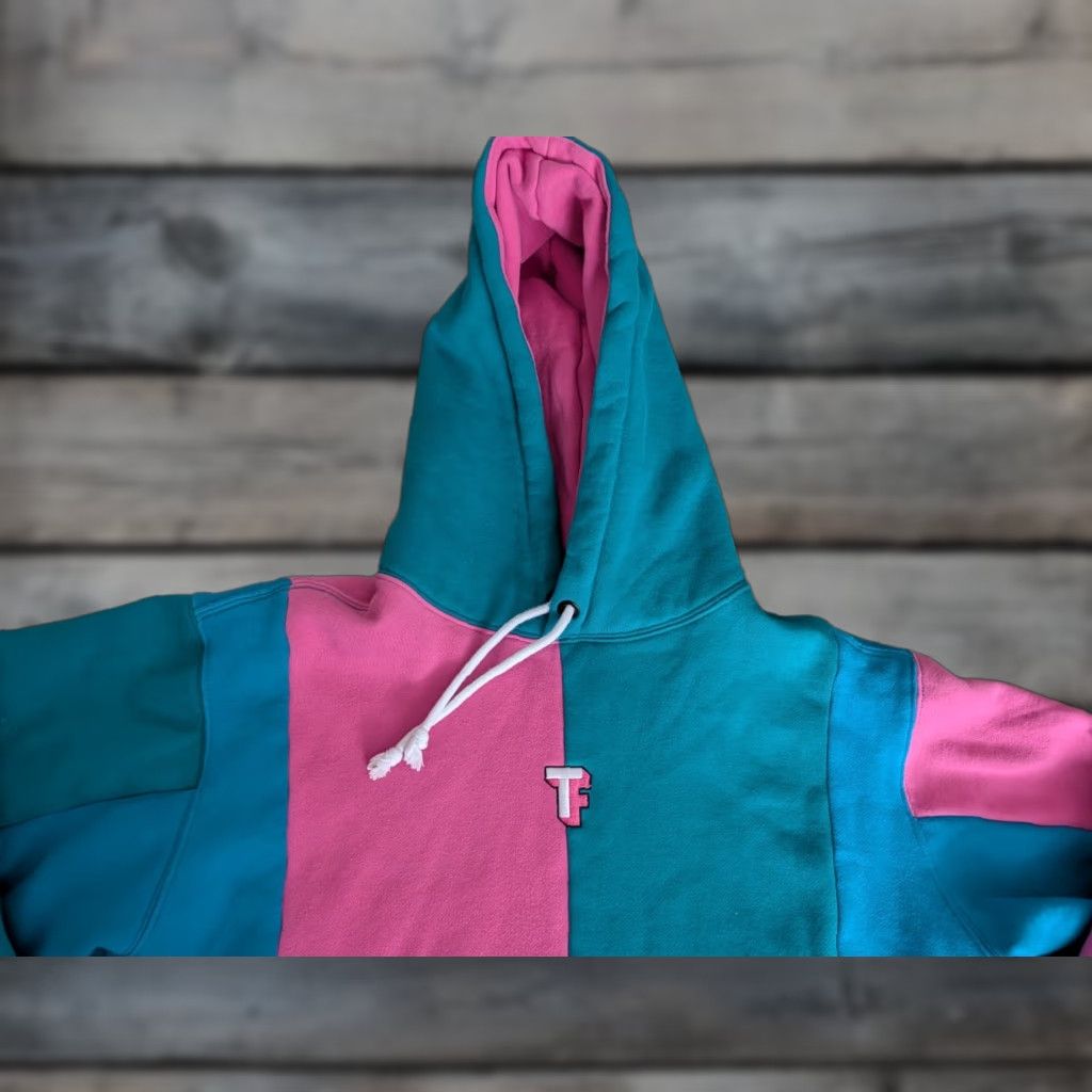 Teddy Fresh Teddy Fresh Hoodie Colorblock Teal Blue Pink Women's M EUC Hooded Sweatshirt Casual Travel Size M / US 6-8 / IT 42-44 - 1 Thumbnail
