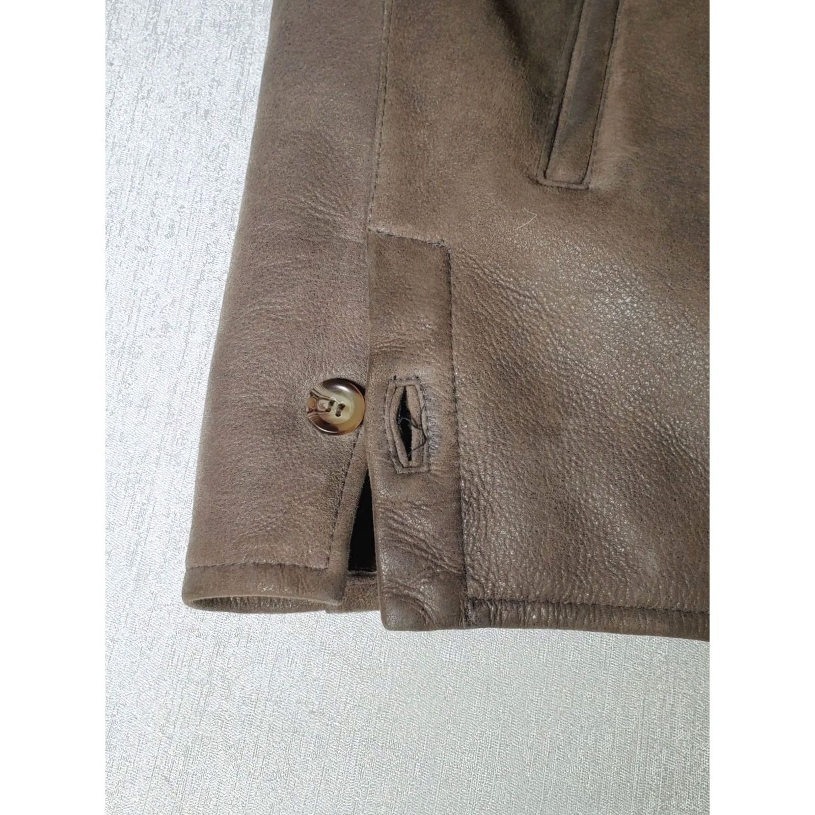 Vintage VINTAGE Goccia Jacket Brown Men 48 Bomber Sheepskin Lined Wool Shearling Mid-Length Button Pockets Casual Business 90s Mens Size US M / EU 48-50 / 2 - 6 Thumbnail