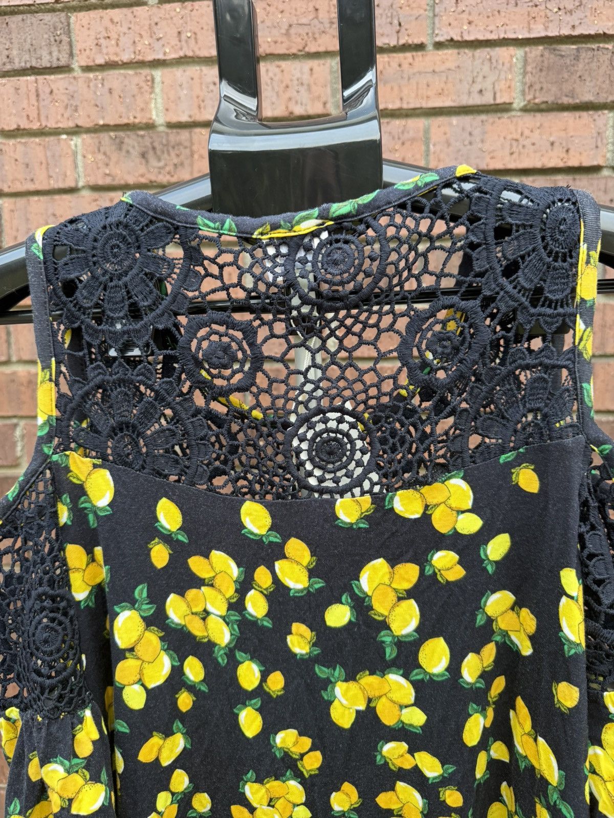 Other Cupio Lemon Cold Shoulder Summer Top Crochet Yellow Medium Size M / US 6-8 / IT 42-44 - 6 Thumbnail