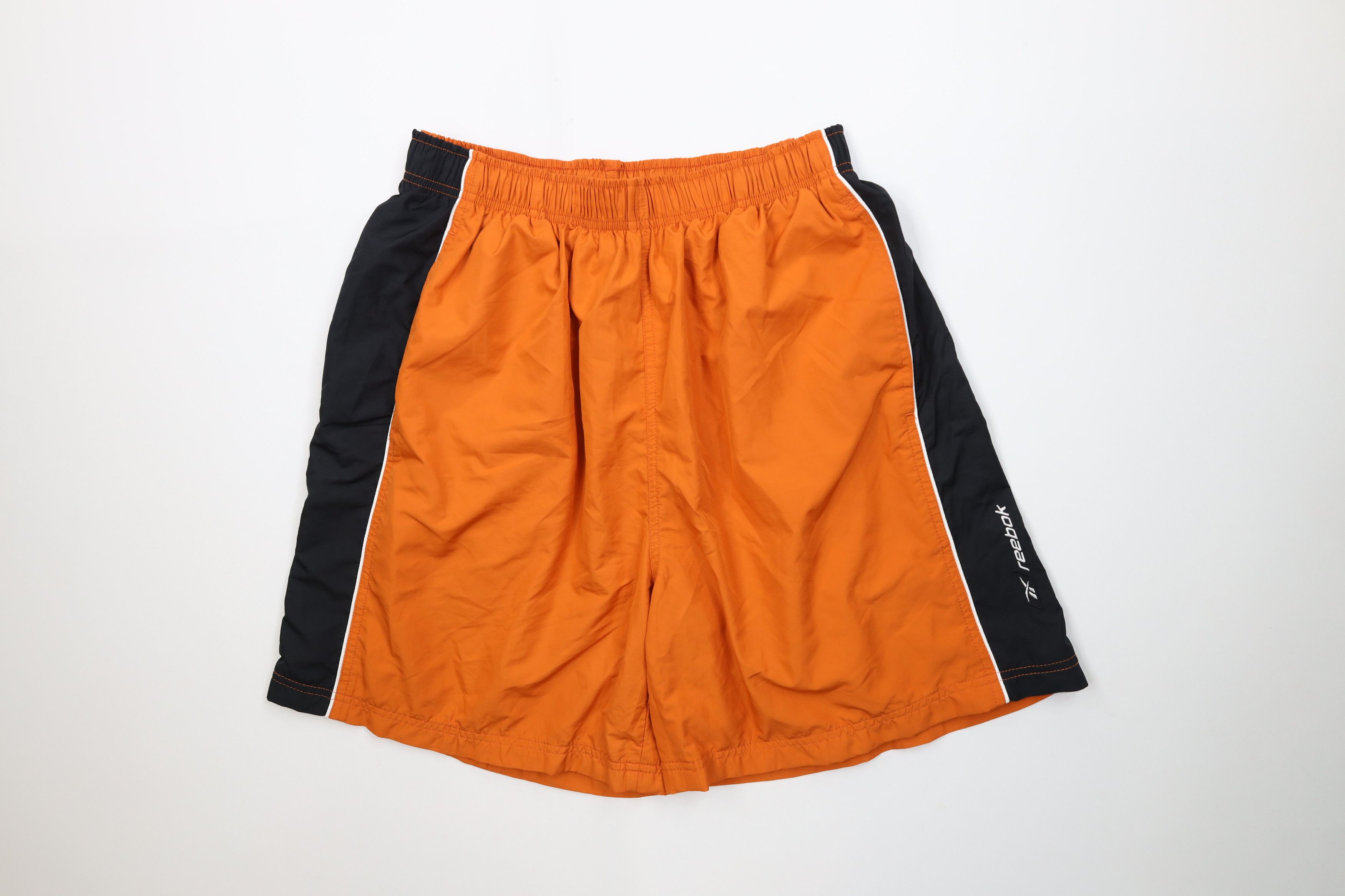 Reebok Vintage 90s Reebok Spell Out Lined Windbreaker Shorts Orange Size US 32 / EU 48 - 1 Thumbnail