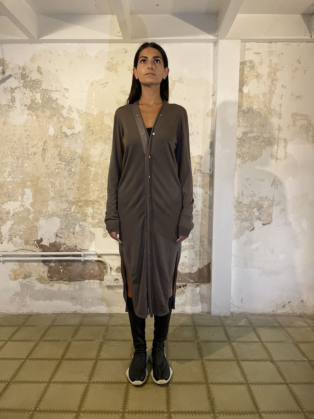 image of Cardigan Rick Owens in Dark Dust, Women's (Size Small)