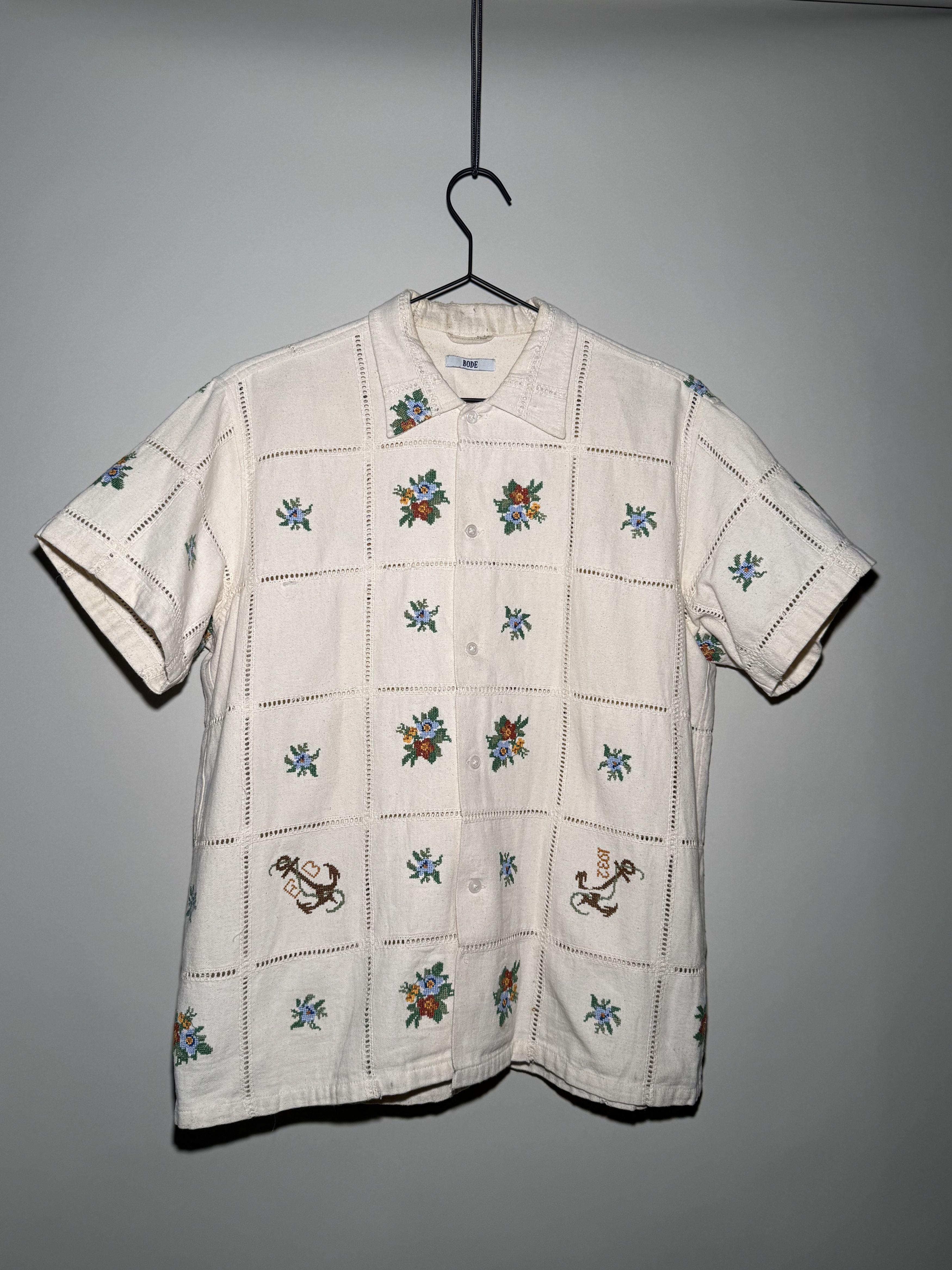 Bode Bode Cream Embroidered Short Sleeve Shirt Size US S / EU 44-46 / 1 - 1 Thumbnail