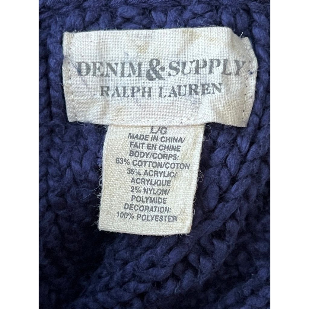 Ralph Lauren Denim & Supply Ralph Lauren Navy L Cable Knit Ribbon Sweater Size L / US 10 / IT 46 - 4 Thumbnail