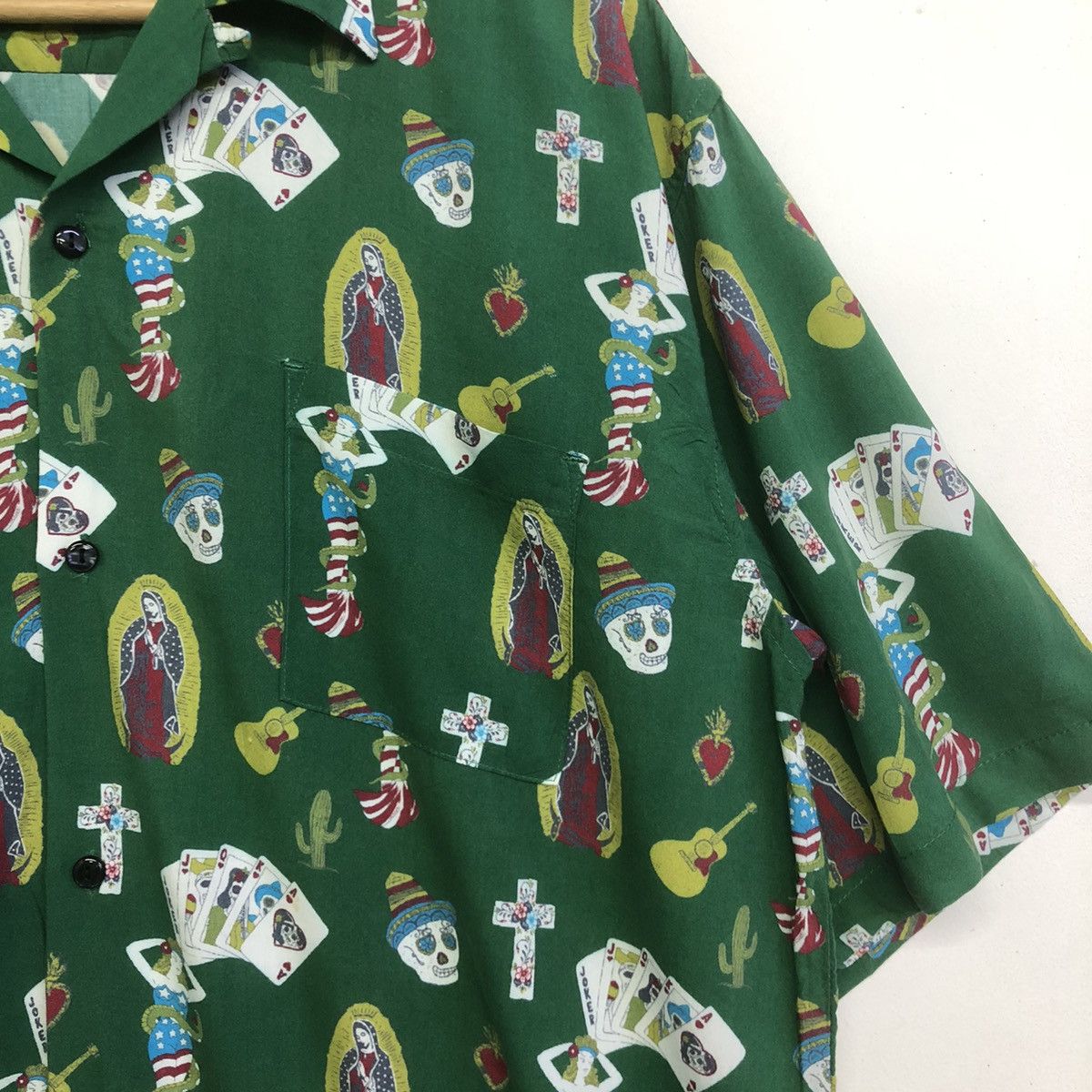 Japanese Brand CAVARIAA MEXICAN MOTIVE FULLPRINT OPEN COLLAR BUTTON SHIRT Size US L / EU 52-54 / 3 - 4 Thumbnail