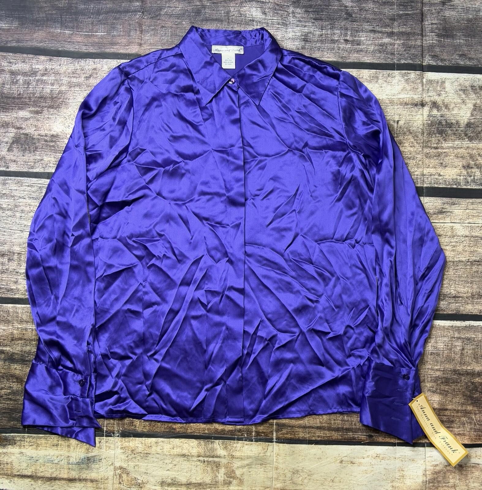 Other Anna & Frank Top Women's Large Silk Satin French Cuffs Size L / US 10 / IT 46 - 1 Thumbnail
